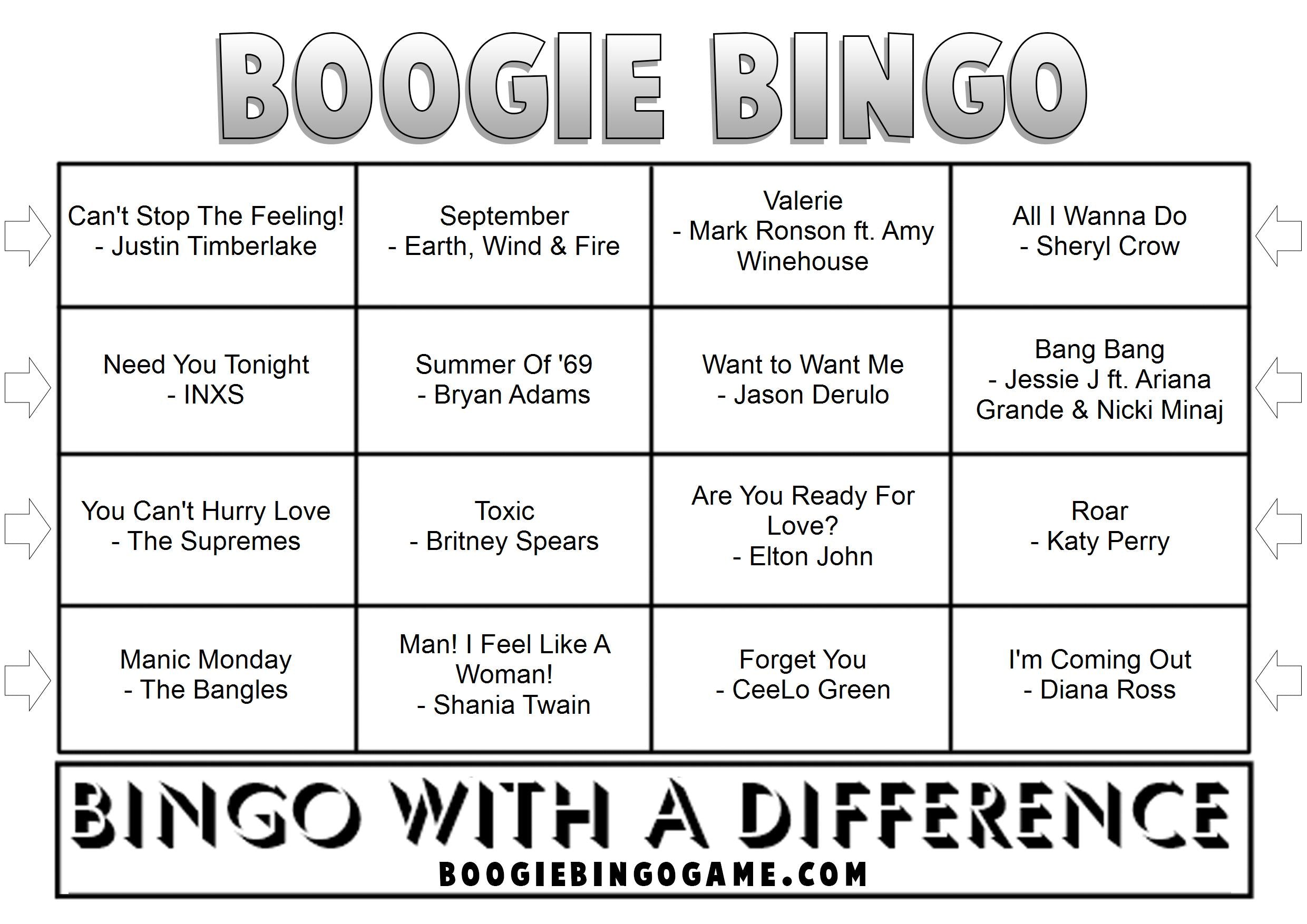 Game 108 | Feel Good Vibes | Boogie Bingo | Printable Music Bingo Tickets