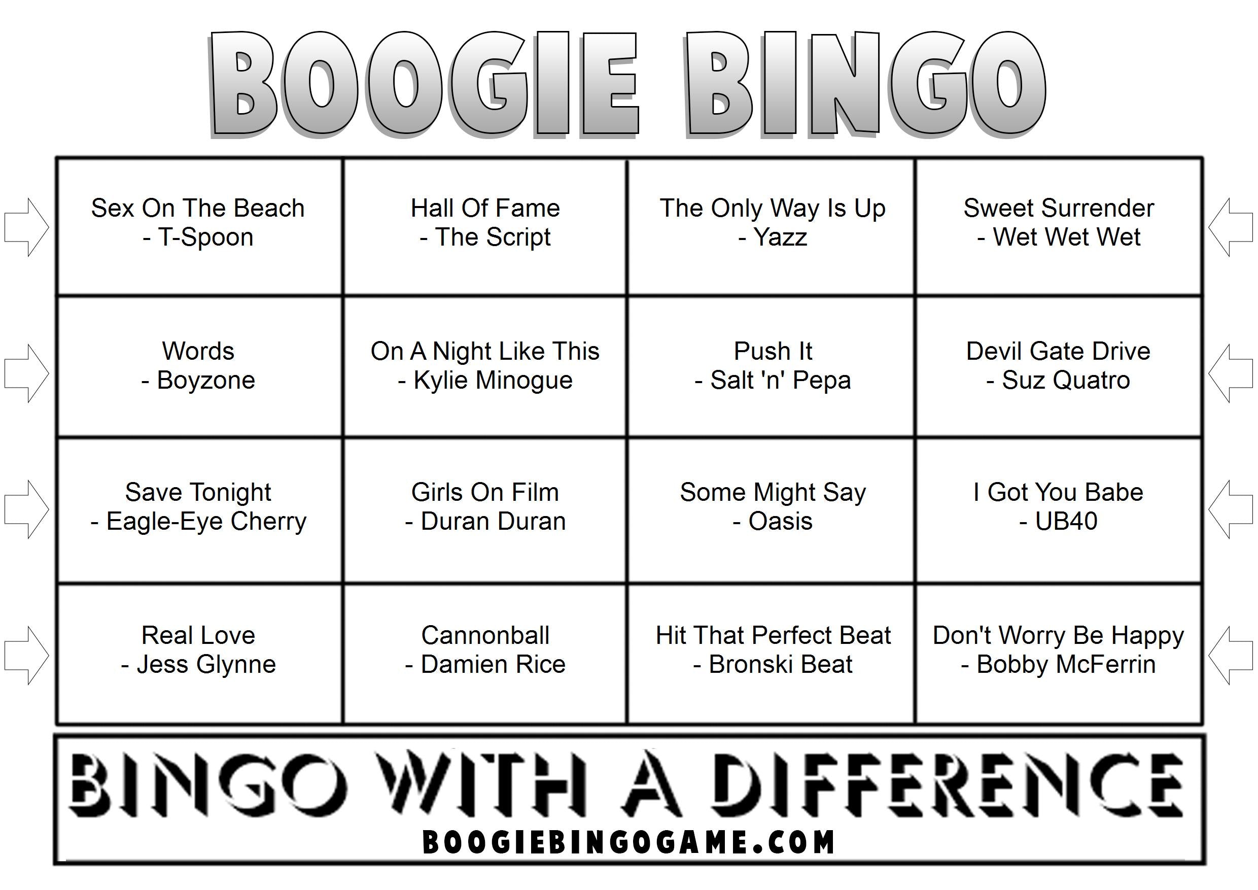 Game 10 | Boogie Bingo | Printable Music Bingo Tickets