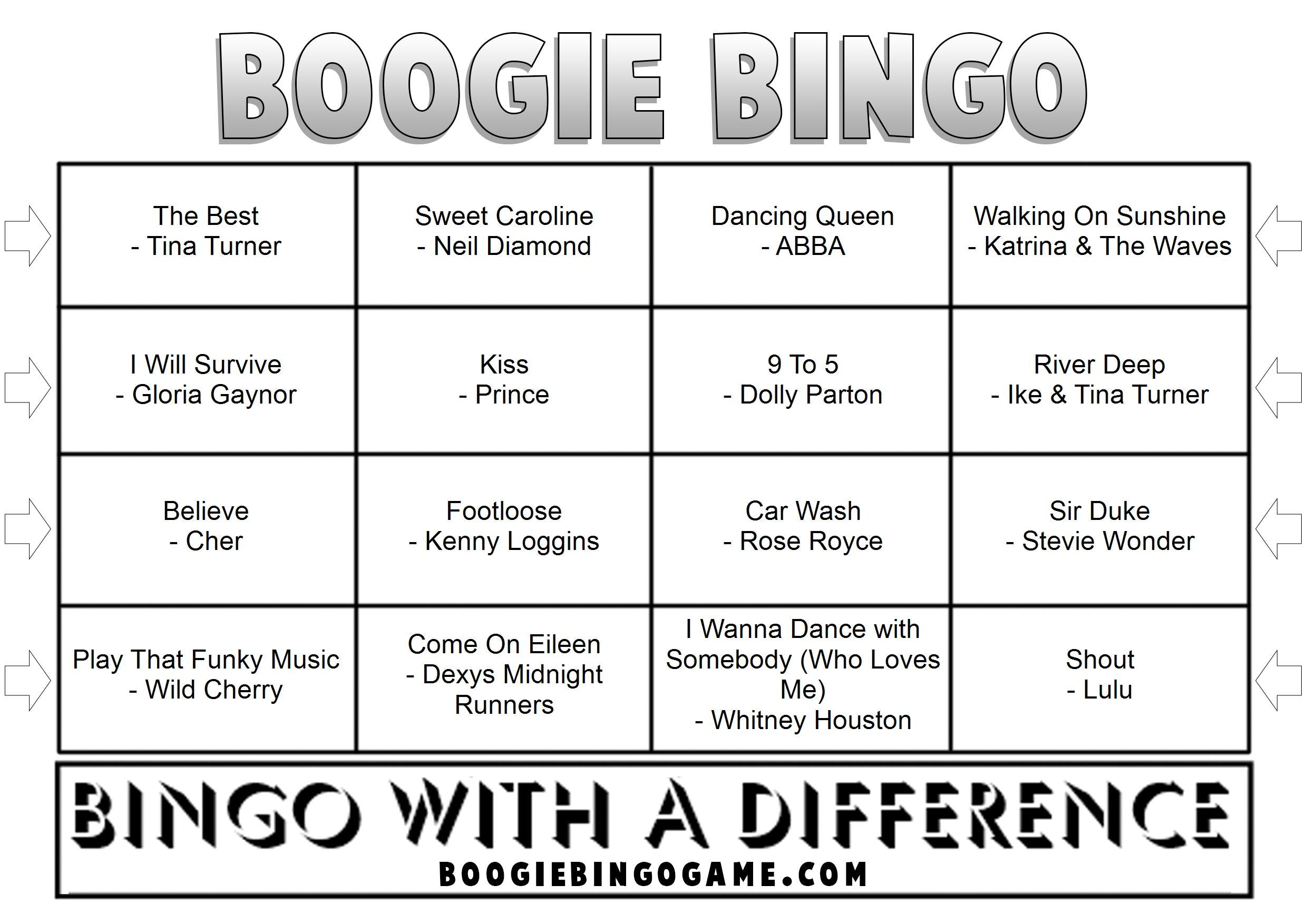 Game 91 | Party Classics | Boogie Bingo | Printable Music Bingo Tickets