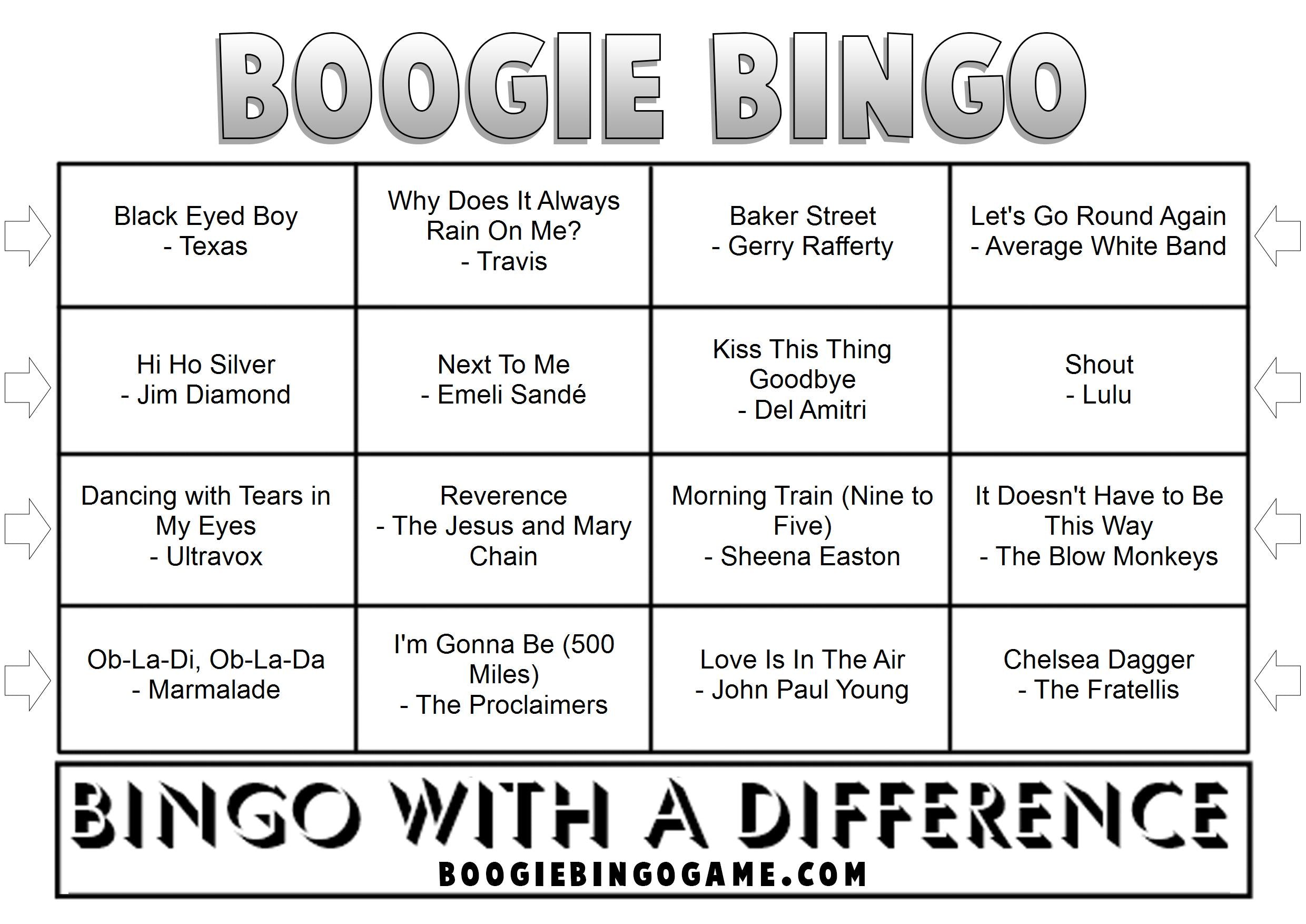 Game 75 | Made In Scotland | Boogie Bingo | Printable Music Bingo Tickets