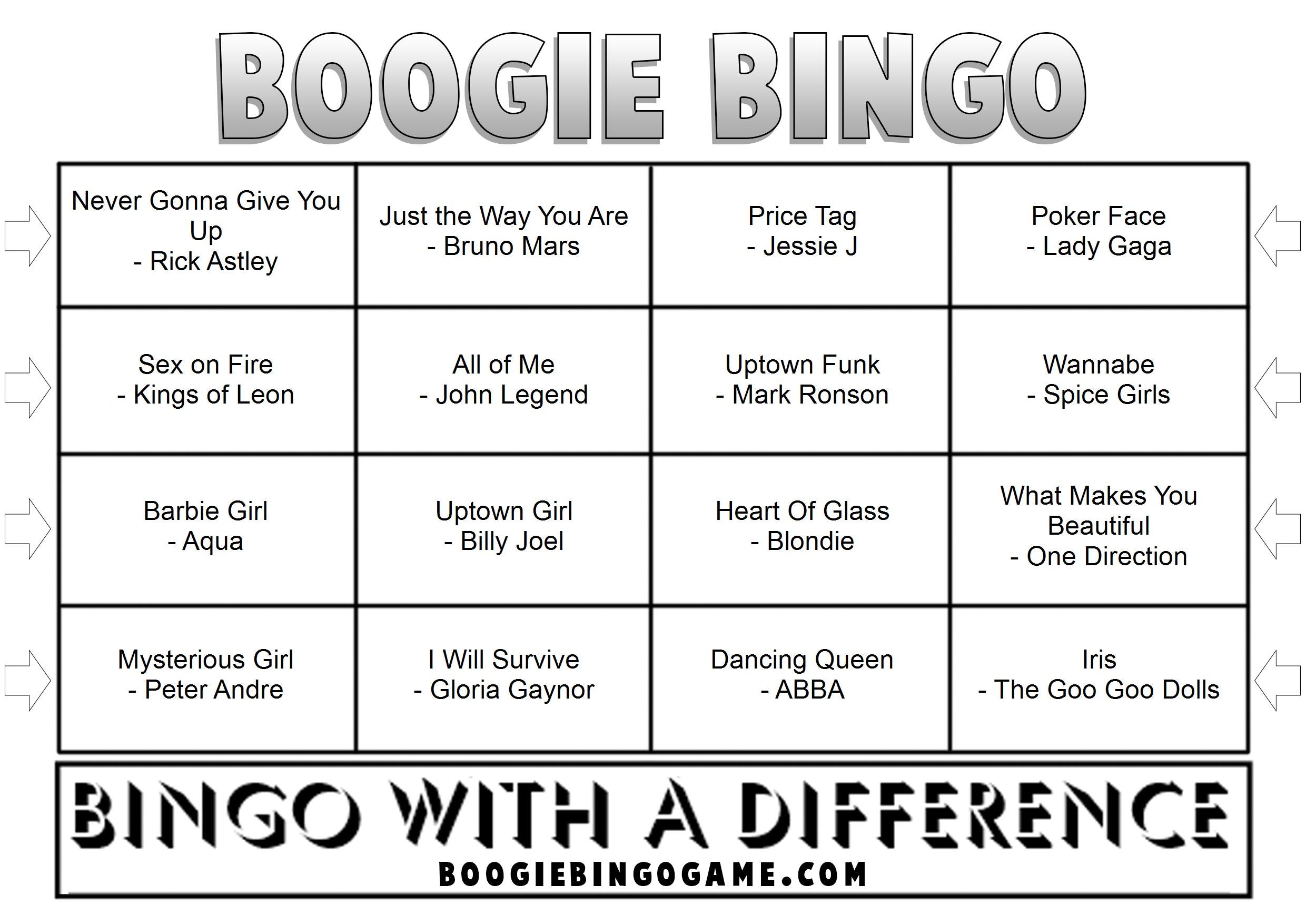 Game 93 | Million Sellers | Boogie Bingo | Printable Music Bingo Tickets
