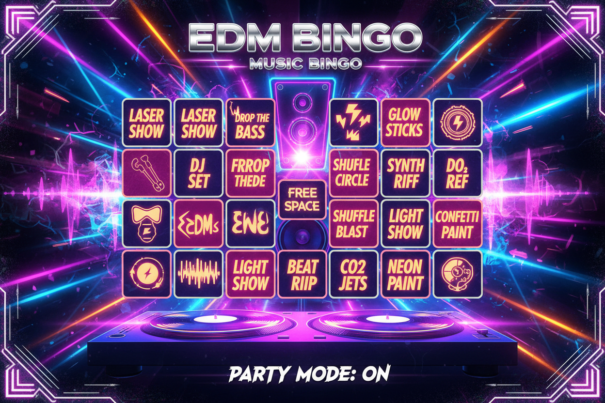 Game 137: EDM Dance Party Music Bingo - High-Energy Electronic Beats