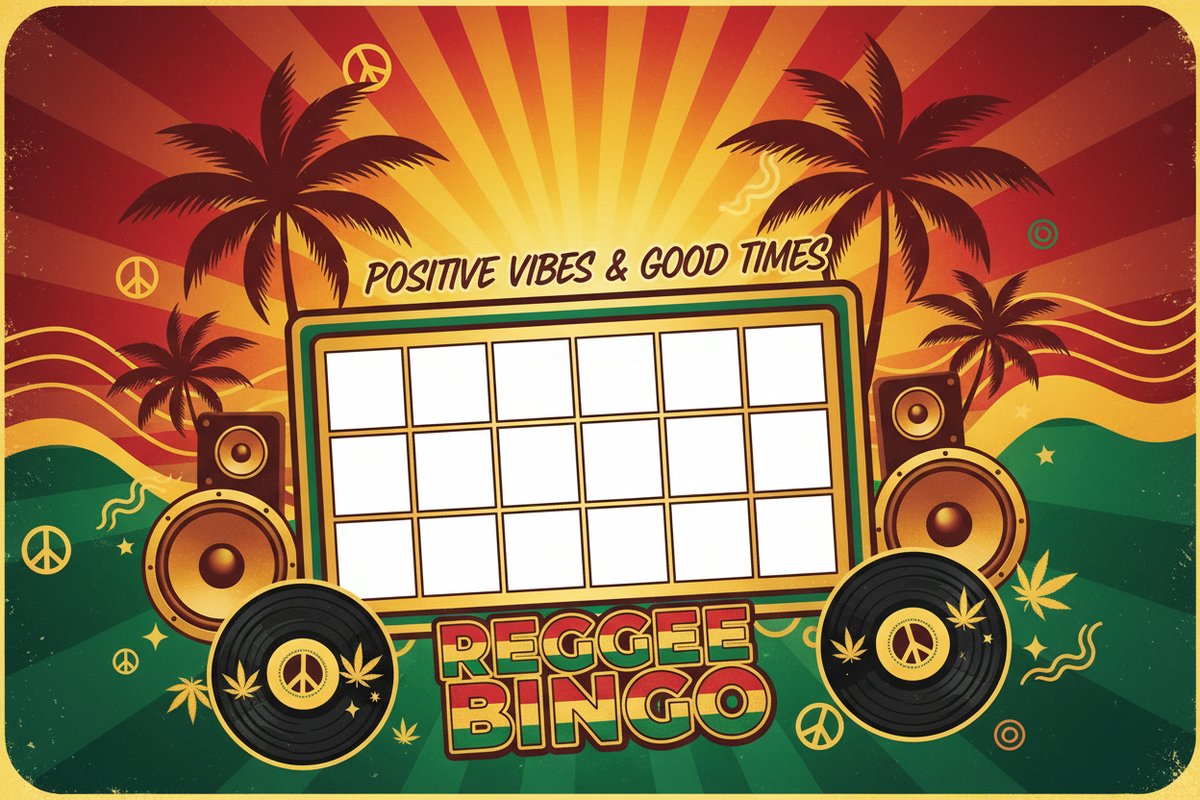 Gam Raggae Game 70: Reggae Reggae Music Bingo – Island Vibes Party Game – Boogie ...