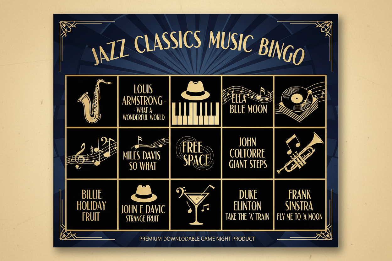 Game 131: Jazz Classics Music Bingo - Sophisticated Entertainment for Discerning Audiences