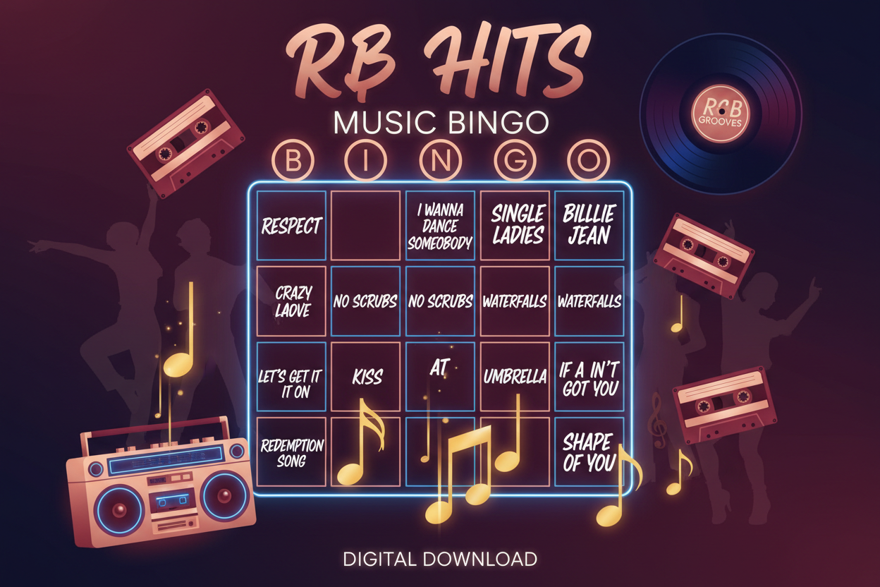 Game 134: R&B Hits Music Bingo - Smooth Sounds for Unforgettable Events