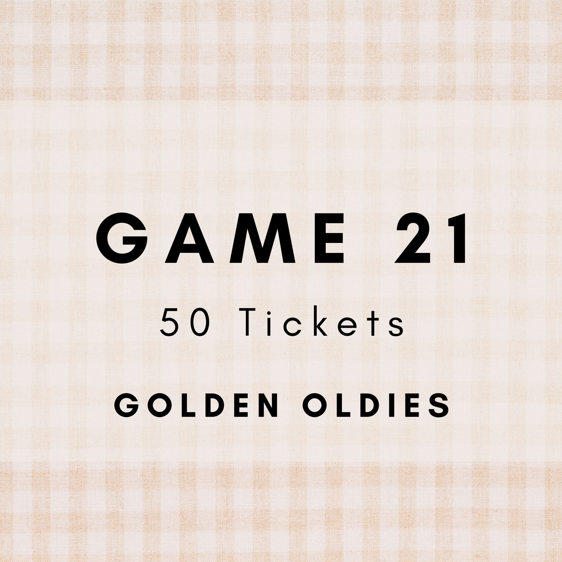 Game 21 | Golden Oldies | Boogie Bingo | Printable Music Bingo Tickets