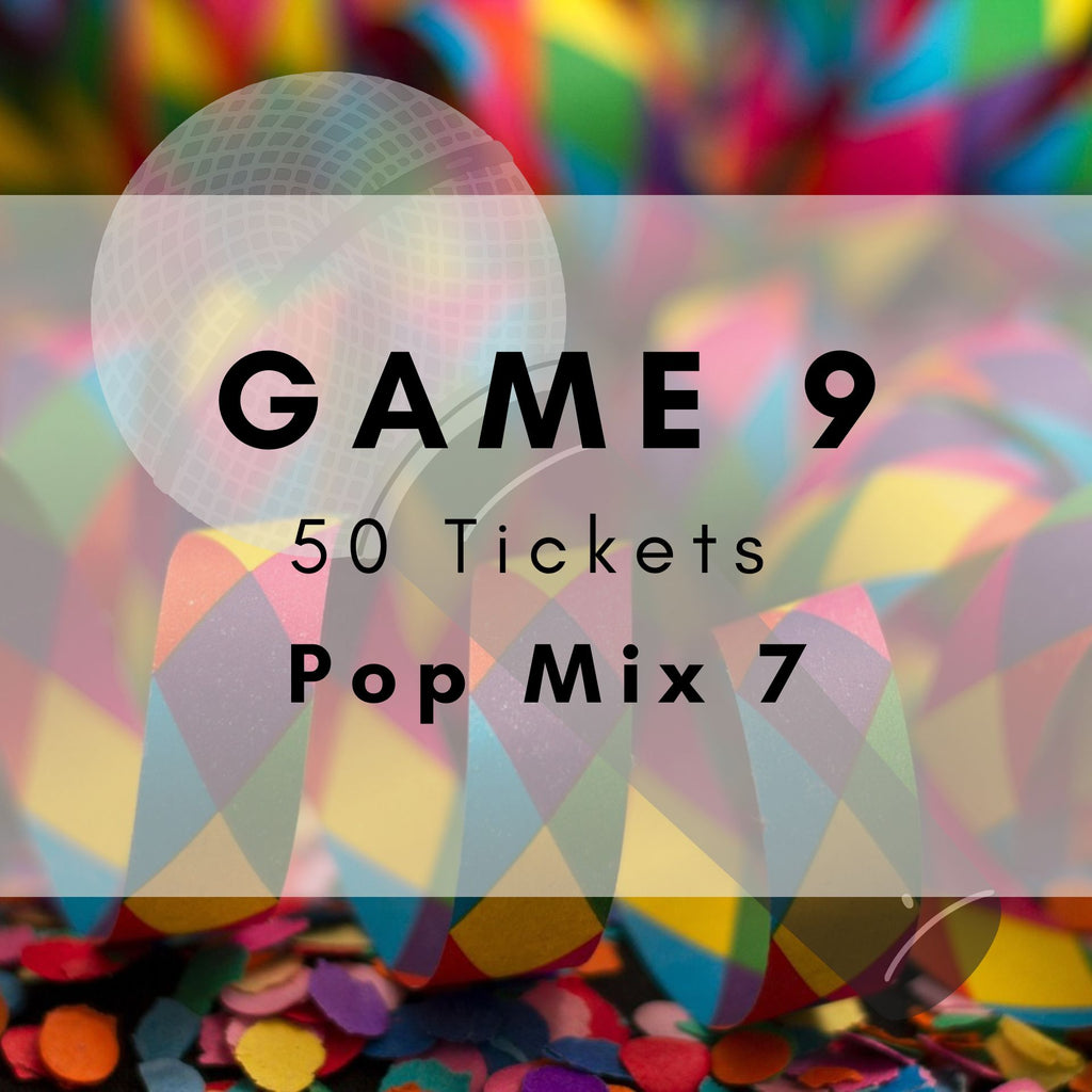 Game 9 Boogie Bingo printable tickets - music party game. 50 tickets