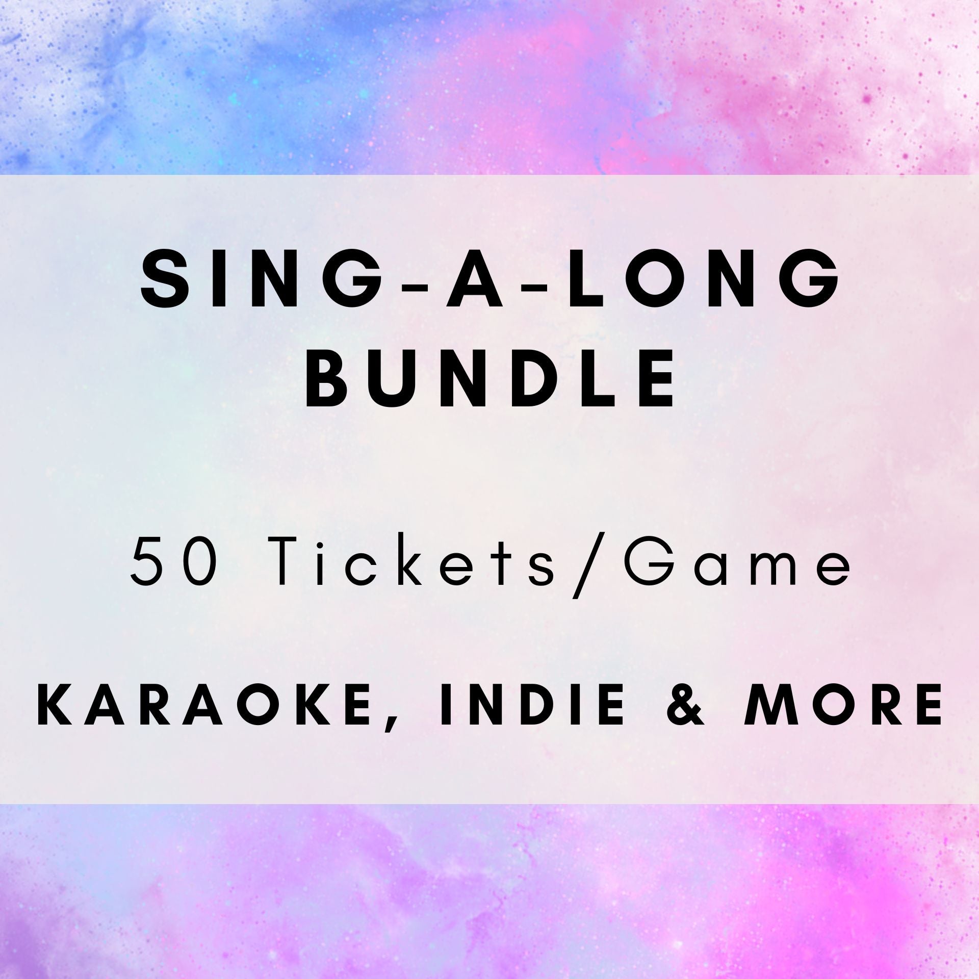 Three music bingo games bundle with karaoke classics, indie hits and timeless singalong anthems. 50 tickets