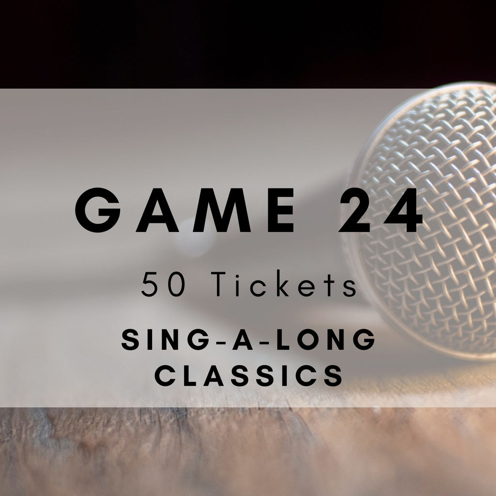 Sing-along classics music bingo game with karaoke party favourites. 50 tickets