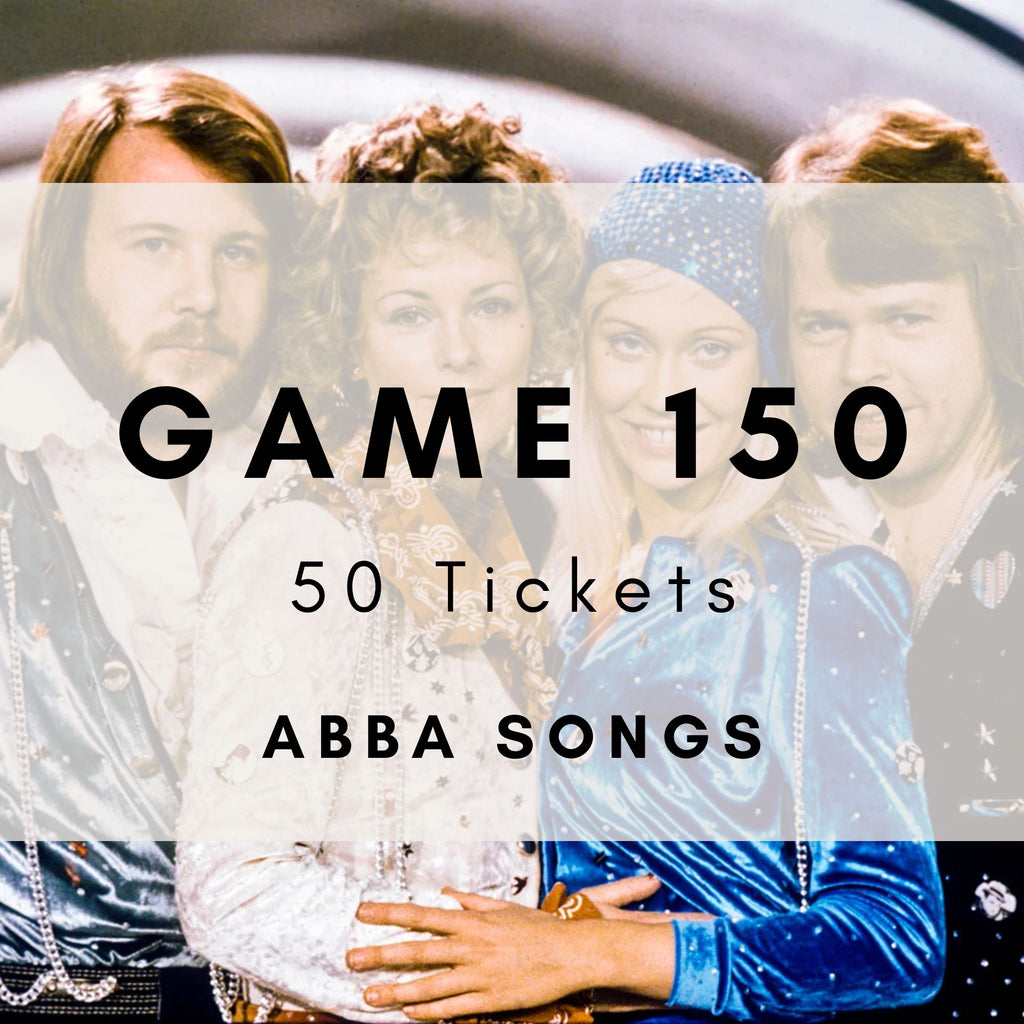 Music bingo game featuring ABBA's greatest hits from Waterloo to The Winner Takes It All. 50 tickets
