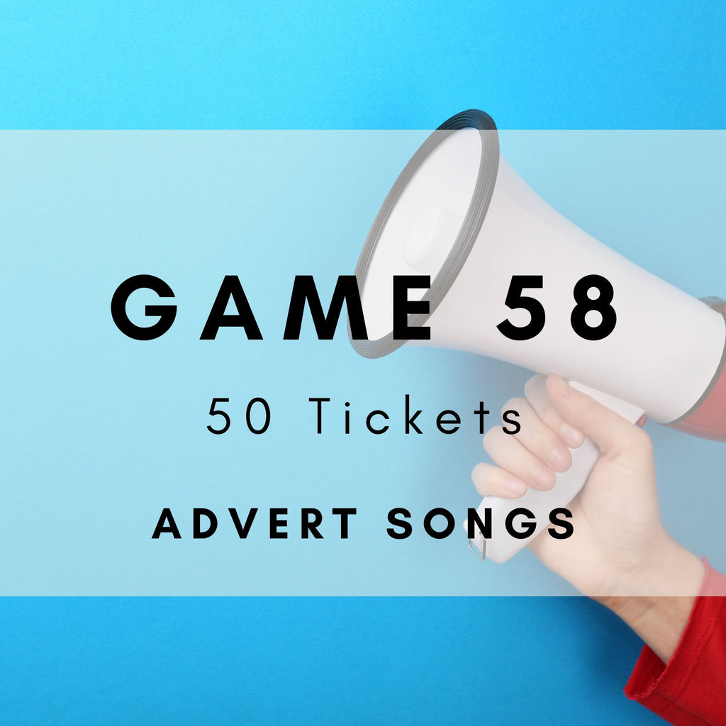 Game 58 | Advert Songs | Boogie Bingo | Printable Music Bingo Tickets