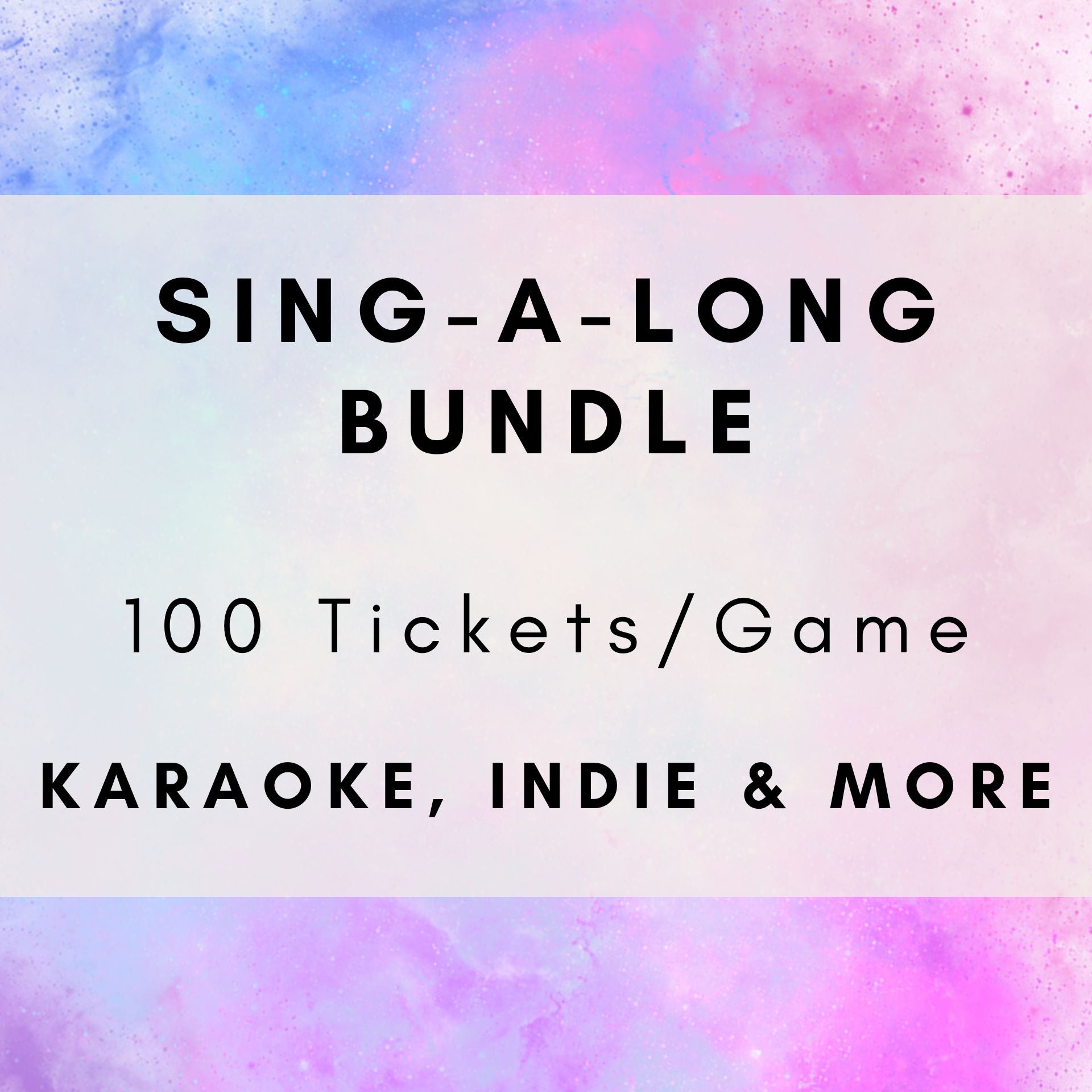 Three music bingo games bundle with karaoke classics, indie hits and timeless singalong anthems. 100 tickets