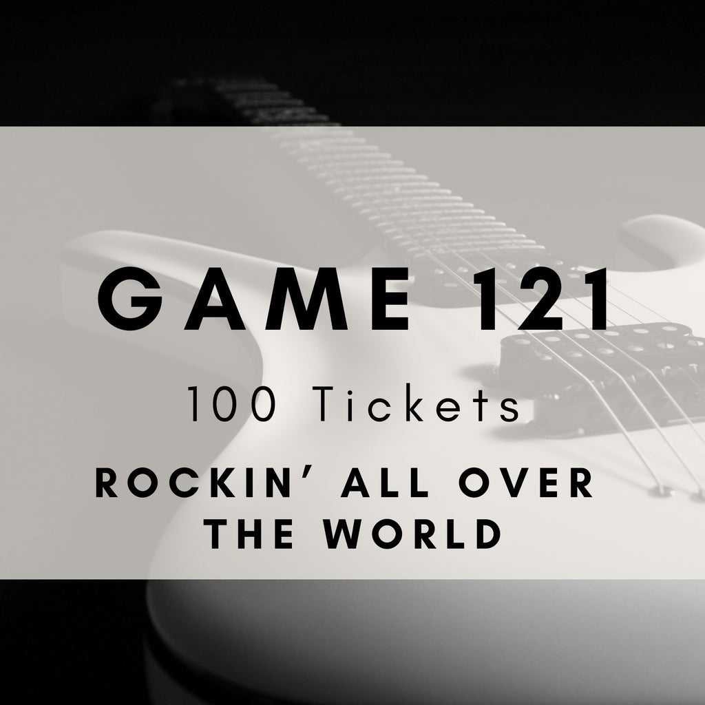 Rockin' All Over The World Music Bingo printable tickets - rock anthems party game. 100 tickets