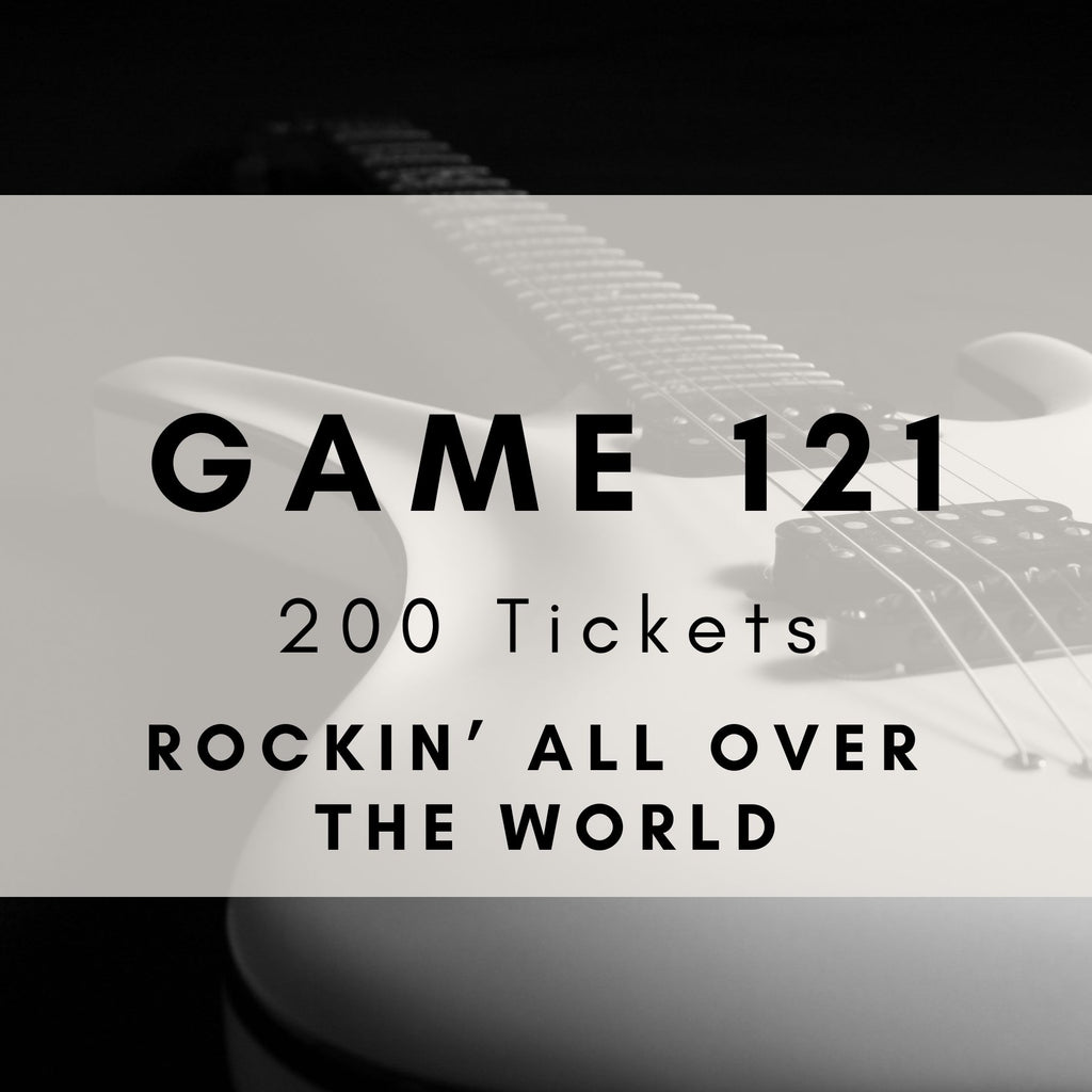 Rockin' All Over The World Music Bingo printable tickets - rock anthems party game. 200 tickets