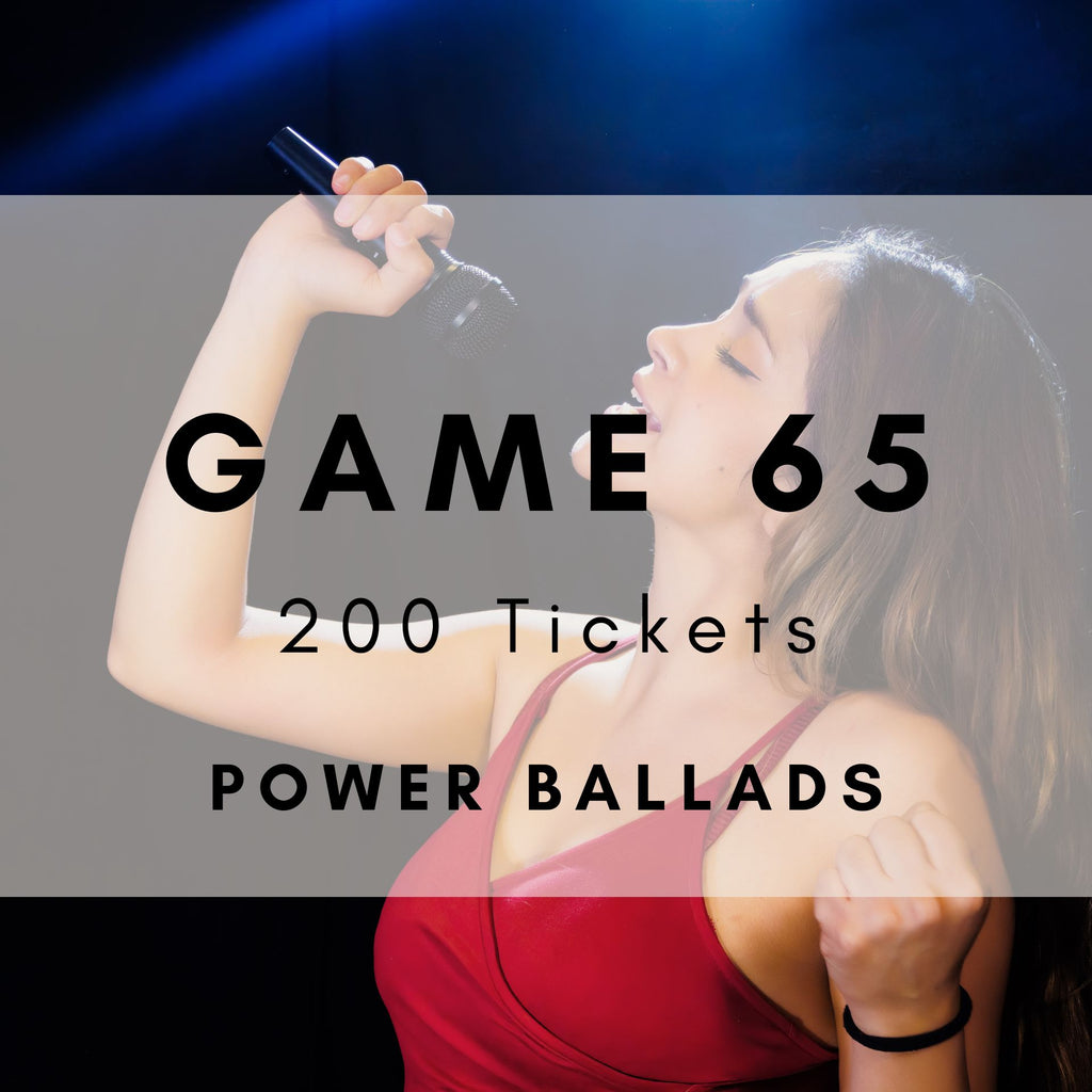 Power Ballads Music Bingo printable tickets - epic rock anthems party game. 200 tickets