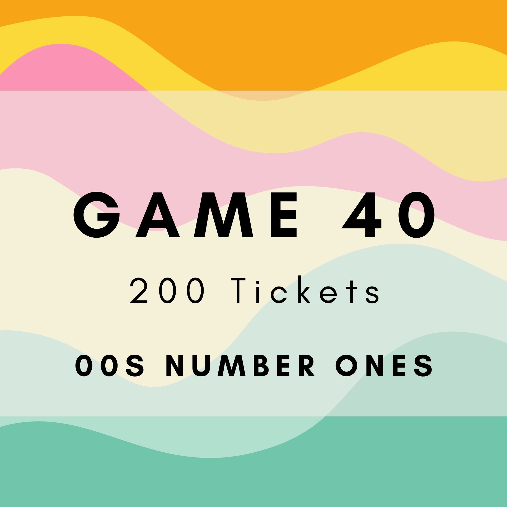 Game 40 | 00s Number Ones | Boogie Bingo | Printable Music Bingo Tickets