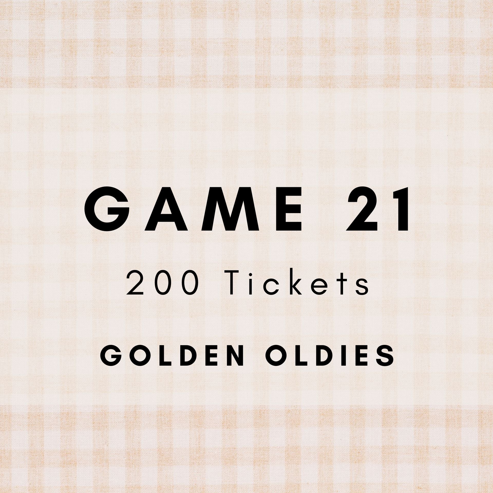 Game 21 | Golden Oldies | Boogie Bingo | Printable Music Bingo Tickets