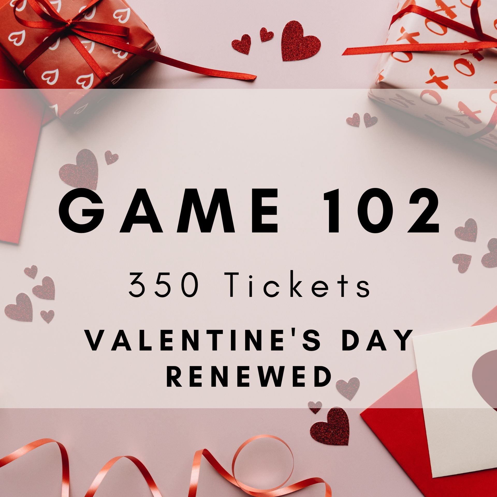 Valentine's Day Renewed Music Bingo printable tickets - romantic party game. 350 tickets