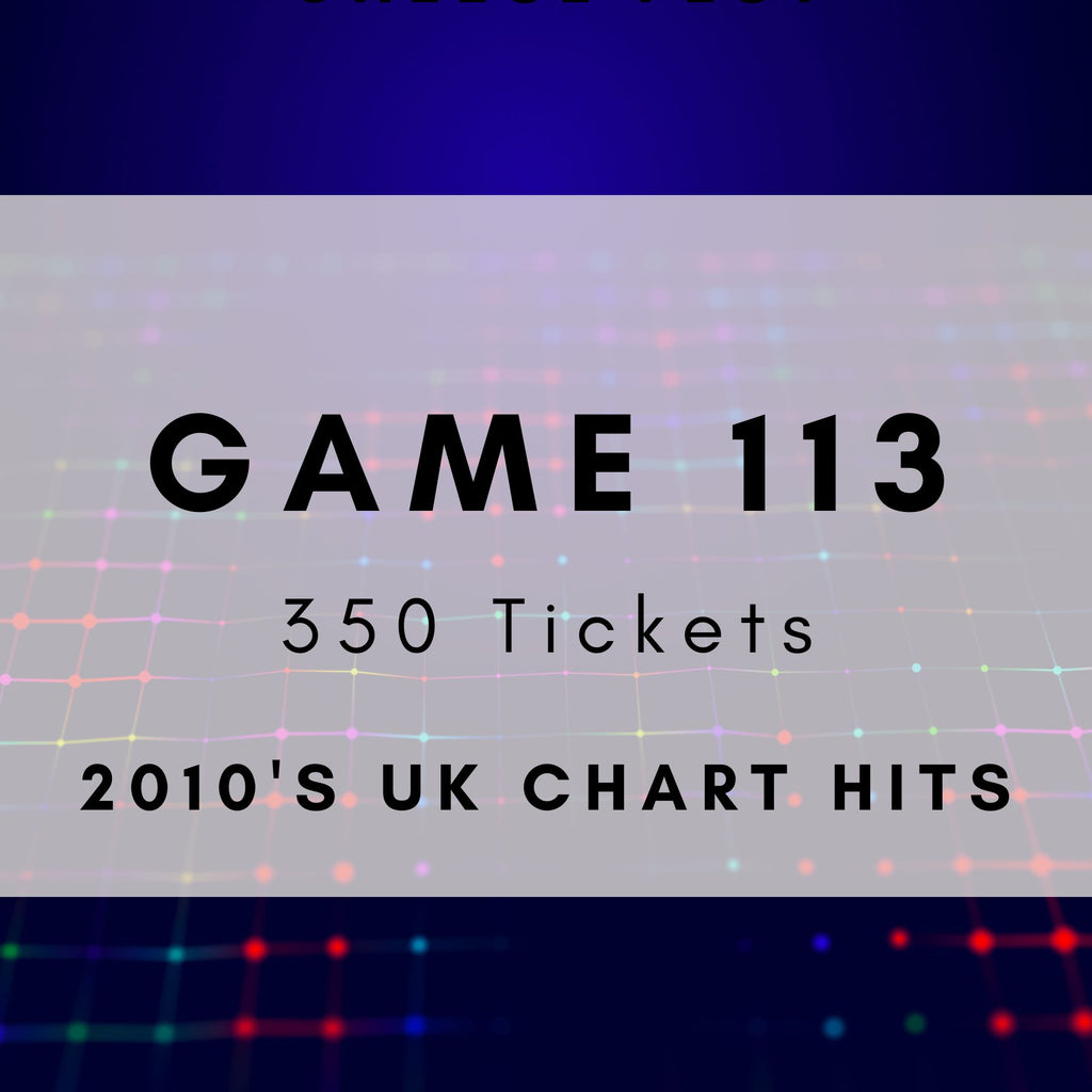 2010s UK Chart Hits Music Bingo printable tickets - British decade hits. 350 tickets