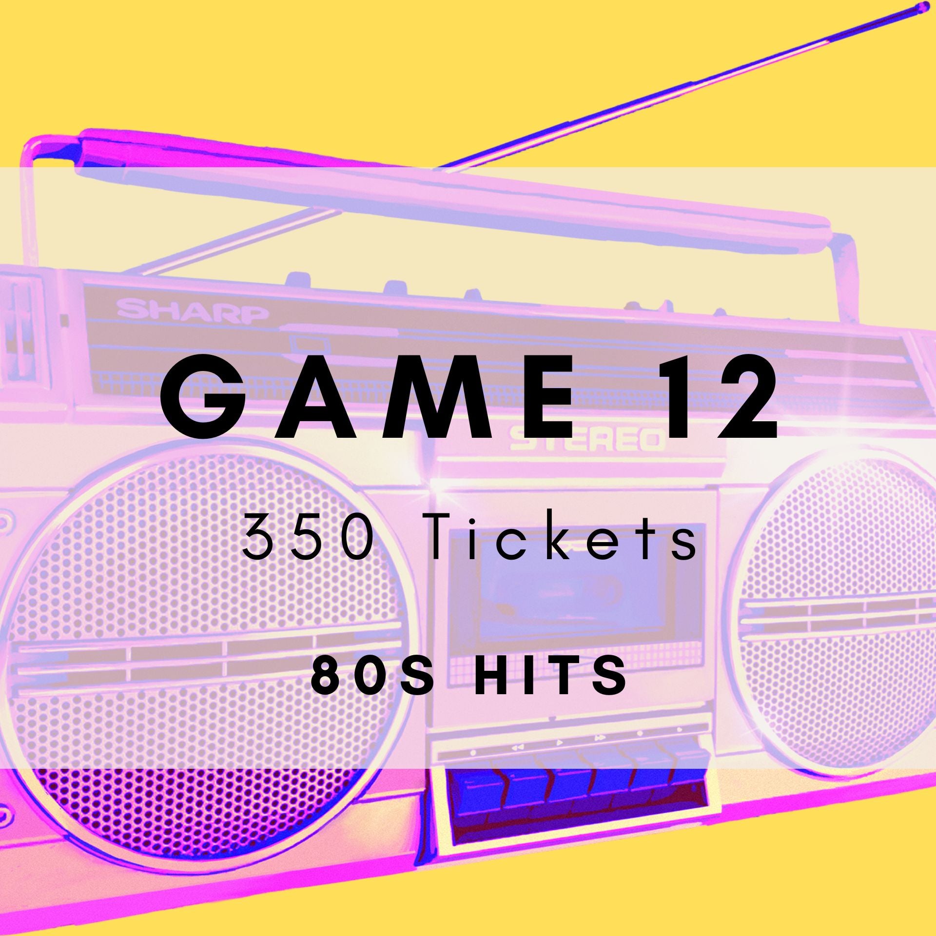 80s Hits Music Bingo printable tickets - new wave and synth pop party game. 350 tickets