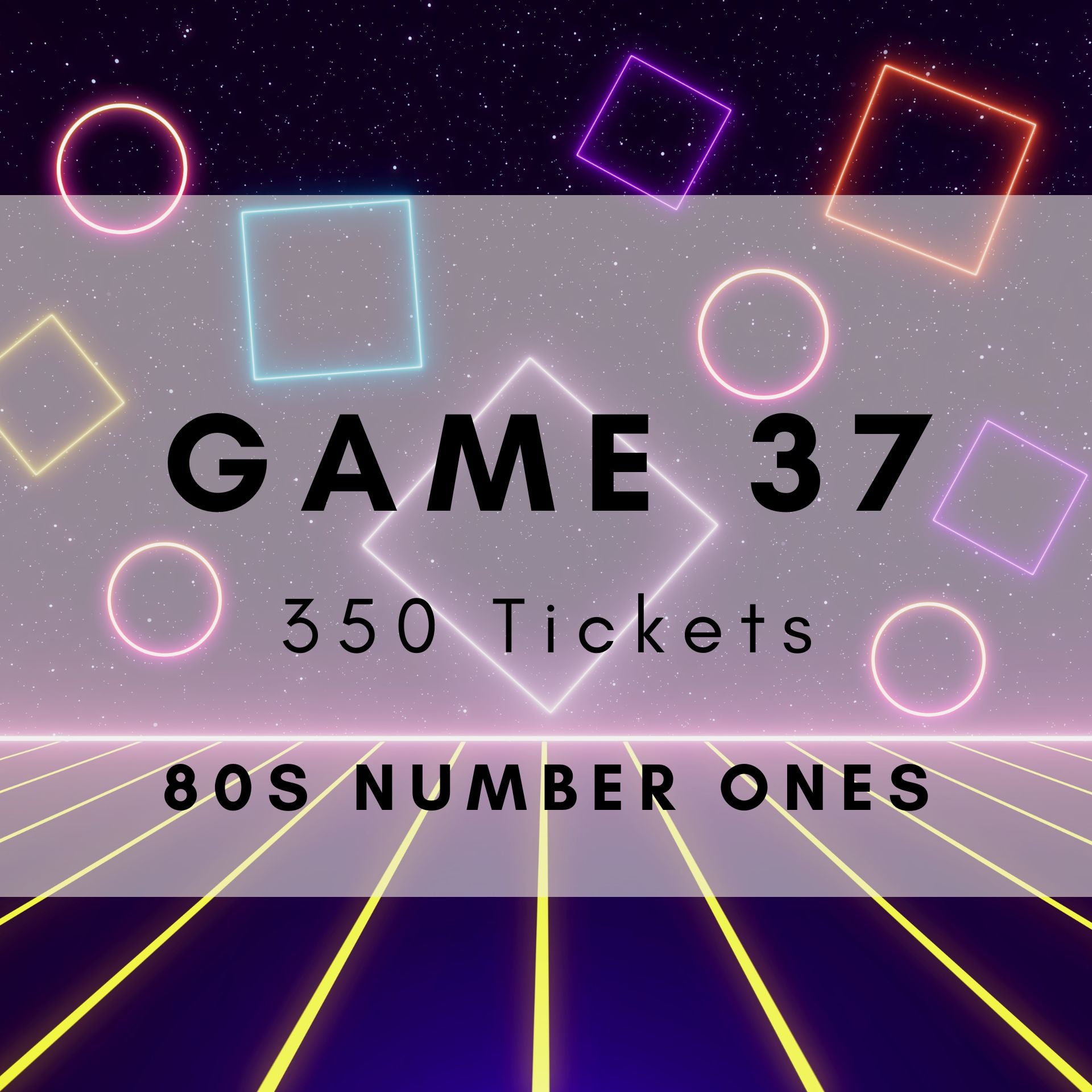 80s Number Ones music bingo game with 350 printable music bingo tickets