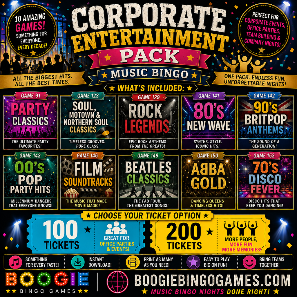 Corporate Entertainment Pack - Music Bingo Available In Various Package Options