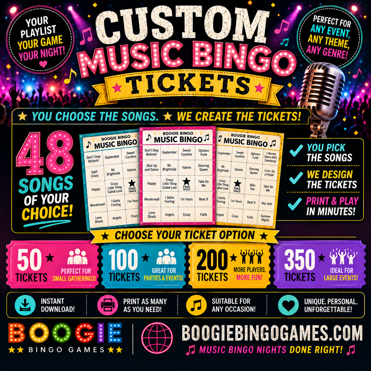 Custom Music Bingo Tickets
