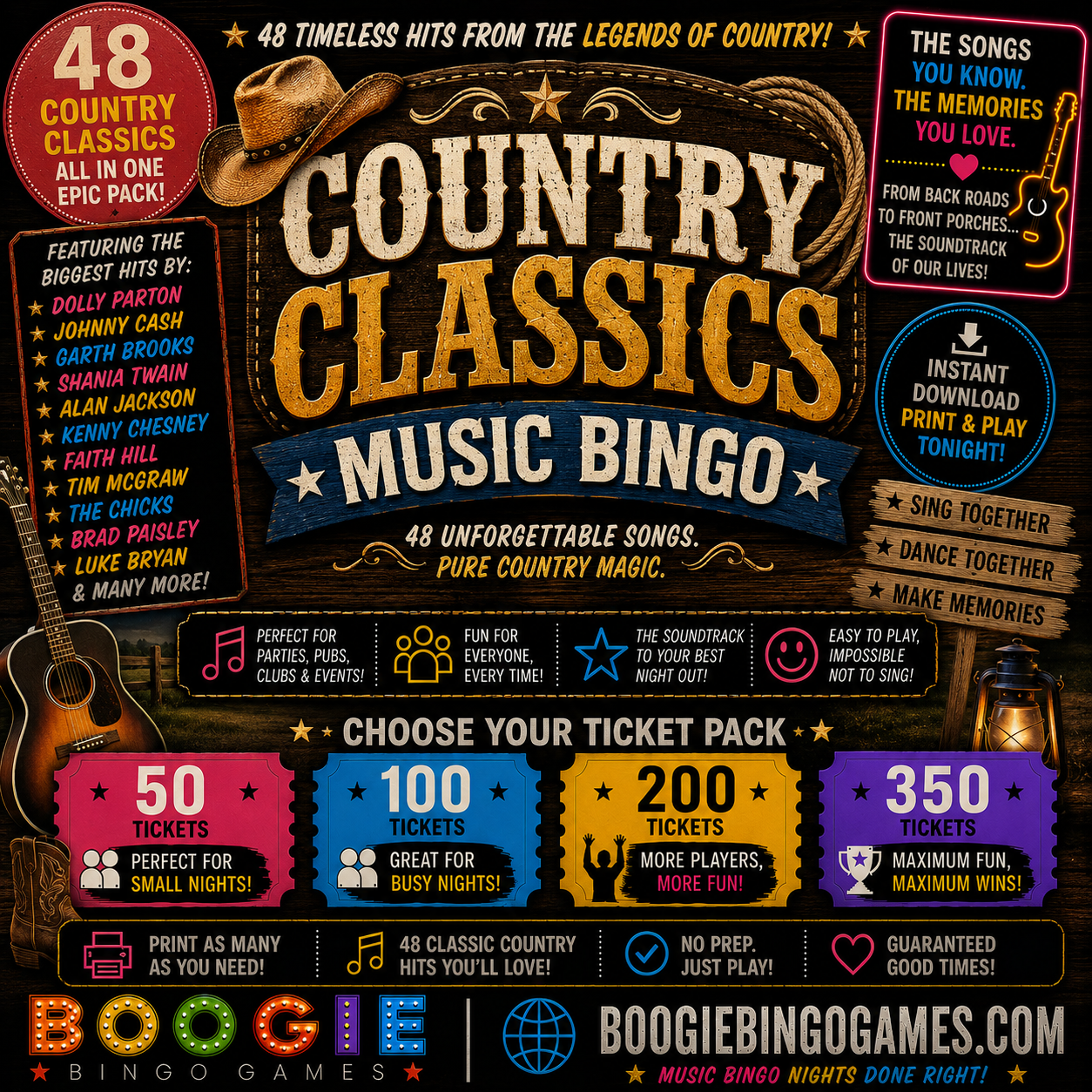 Country Classics - Available in 50, 100, 200 and 350 Ticket Options