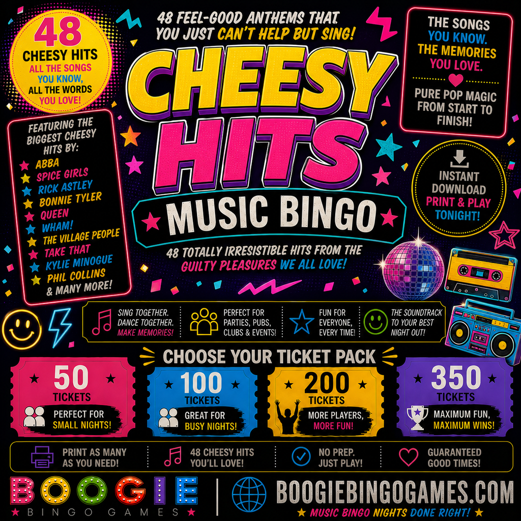 Cheesy Hits - Available in 50, 100, 200 and 350 Ticket Options