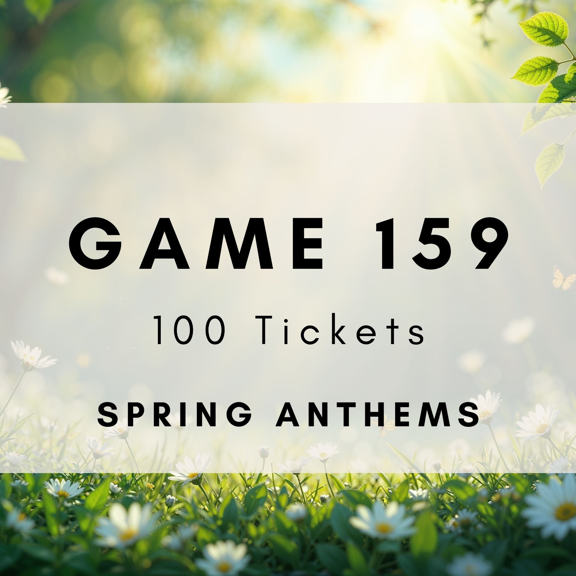 Spring Anthems Music Bingo Game. 100 Tickets