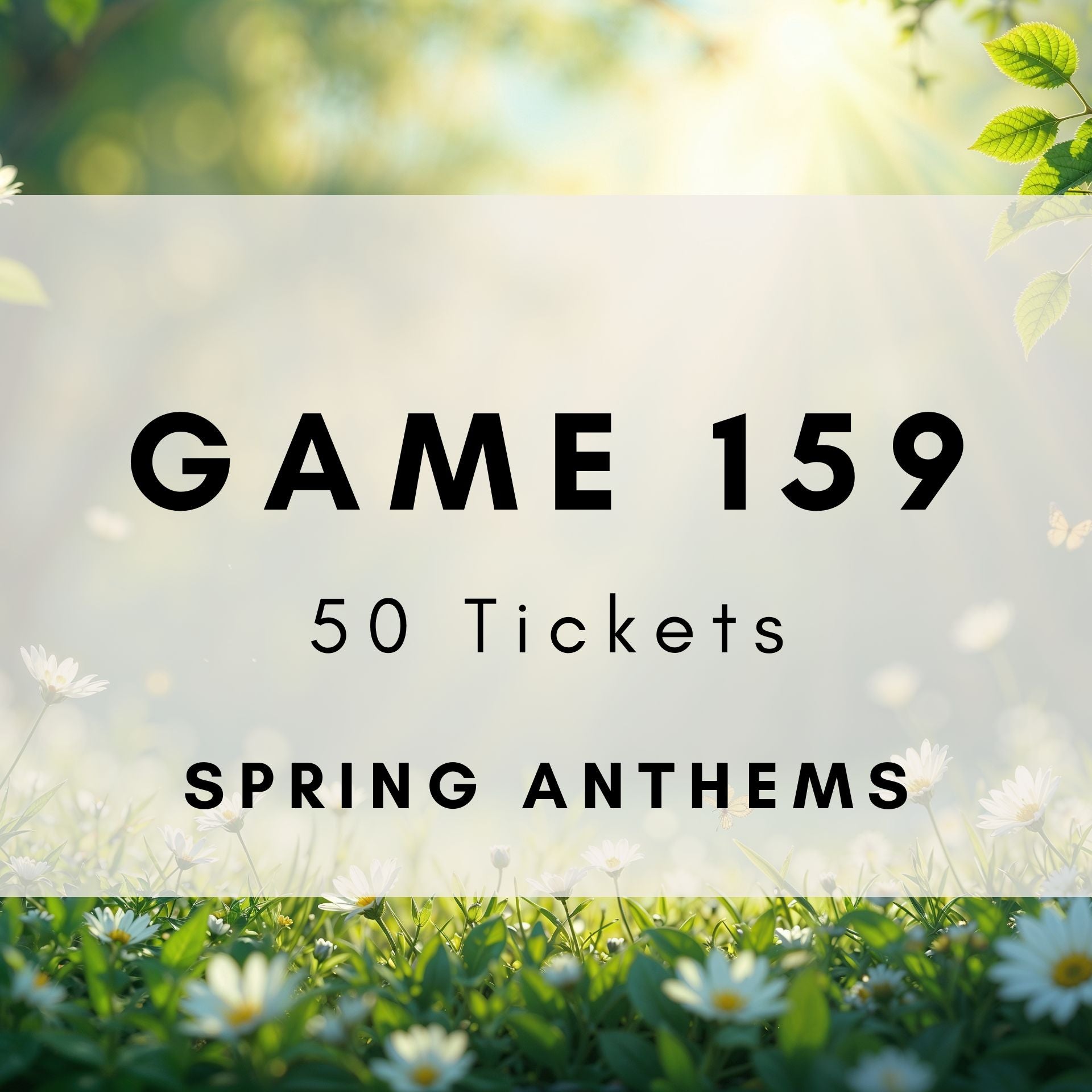 Spring Anthems Music Bingo Game. 50 Tickets