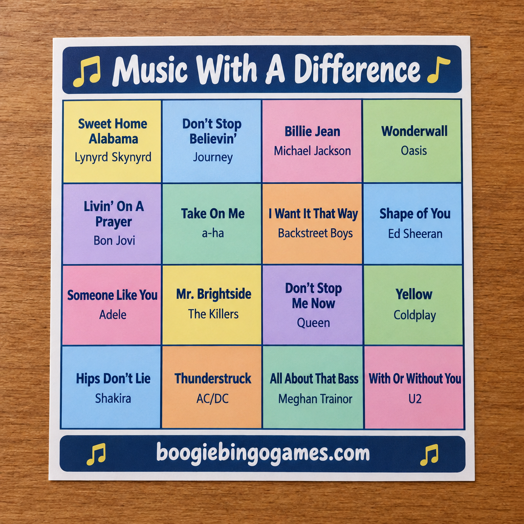Boogie Bingo Games 4x4 Ticket