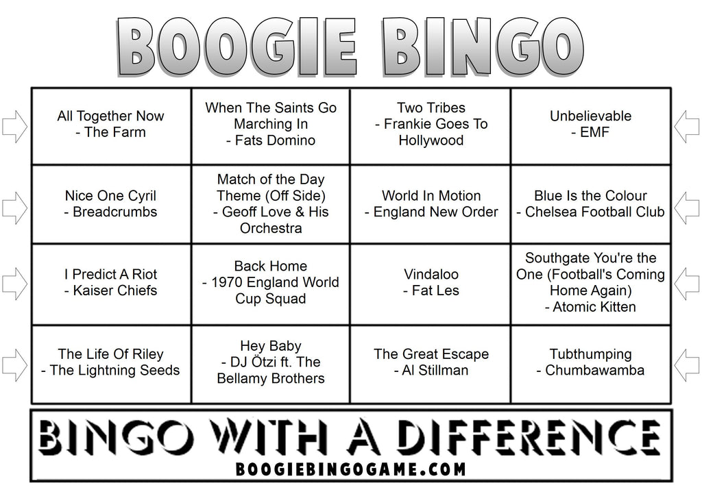 Game 111 | British Football Songs | Boogie Bingo | Printable Music Bingo Tickets