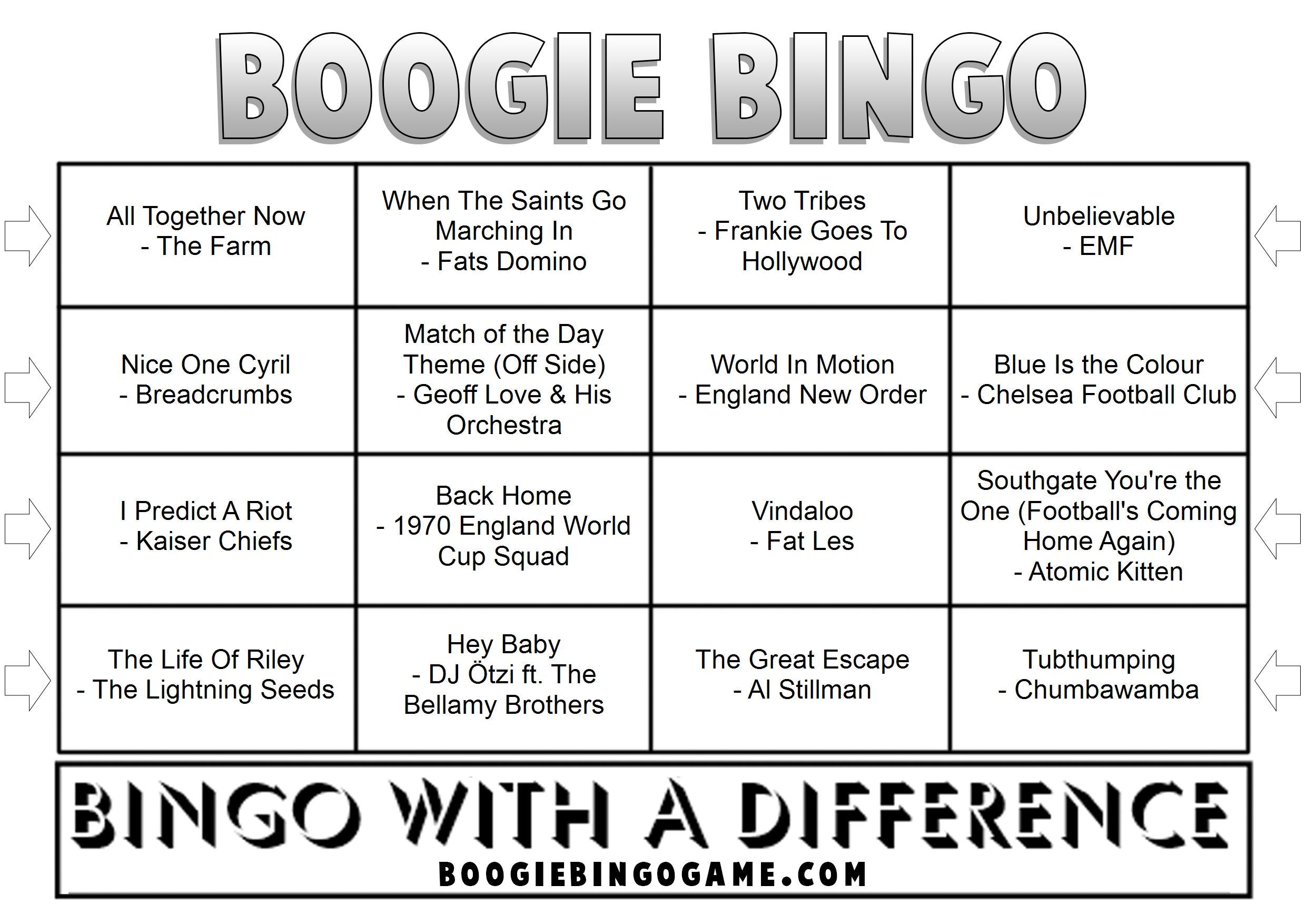 Game 111 | British Football Songs | Boogie Bingo | Printable Music Bingo Tickets