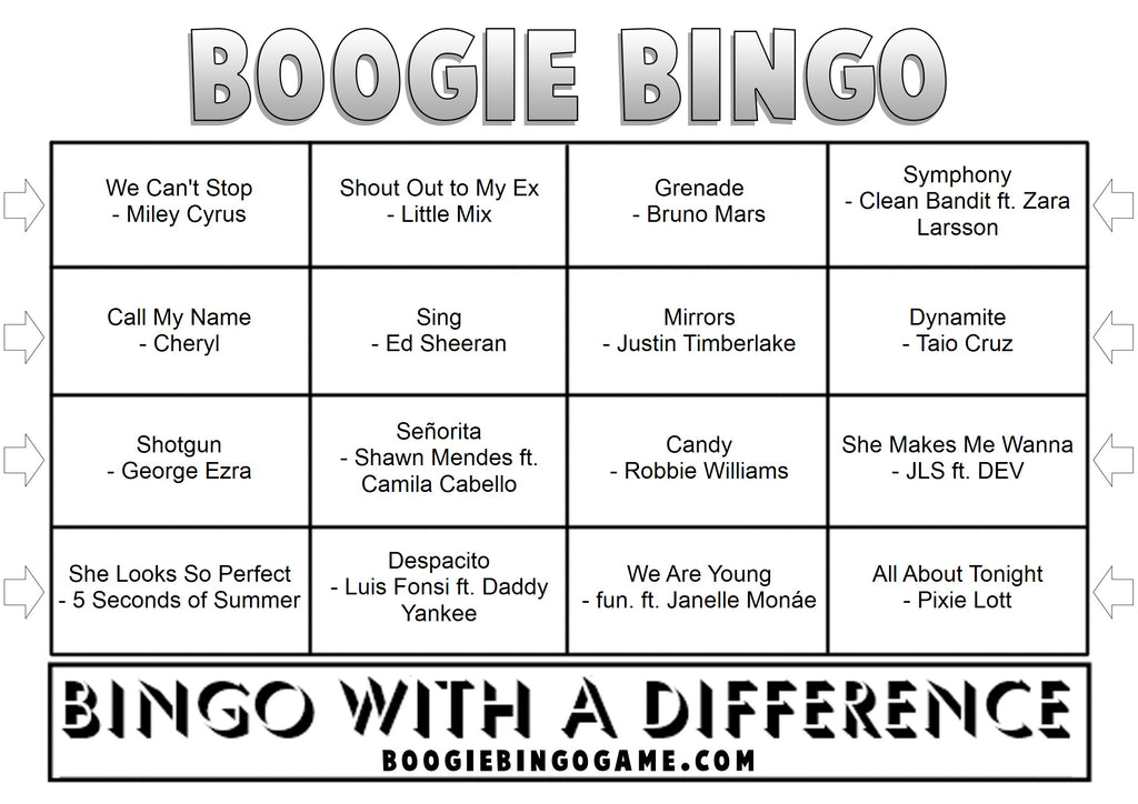 Game 126 | 2010s Number Ones | Boogie Bingo | Printable Music Bingo Tickets