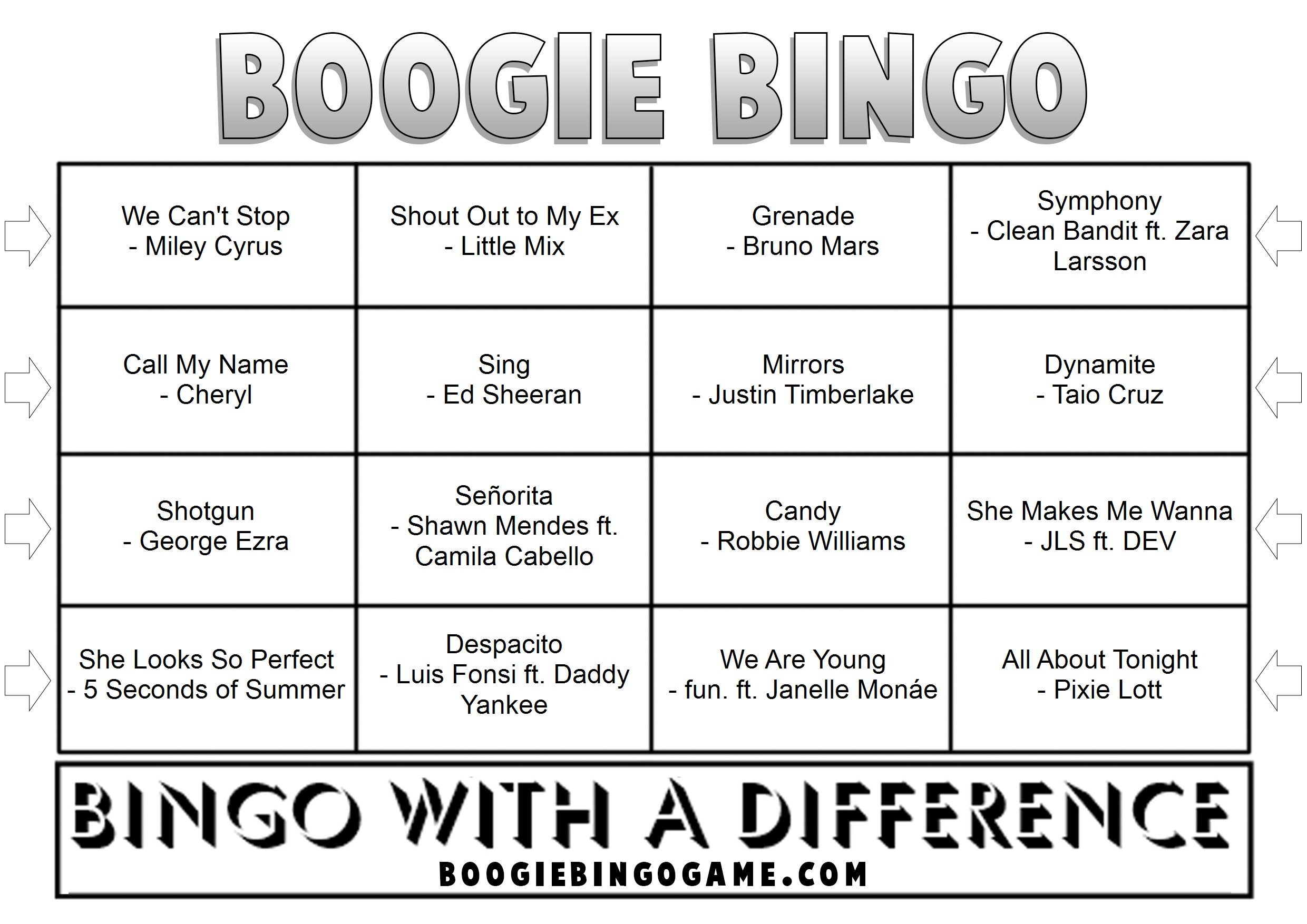 Game 126 | 2010s Number Ones | Boogie Bingo | Printable Music Bingo Tickets