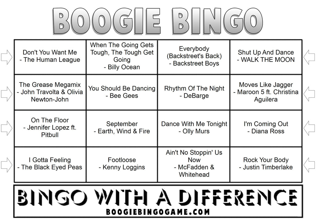 Office Party Classics Sample Music Bingo Ticket