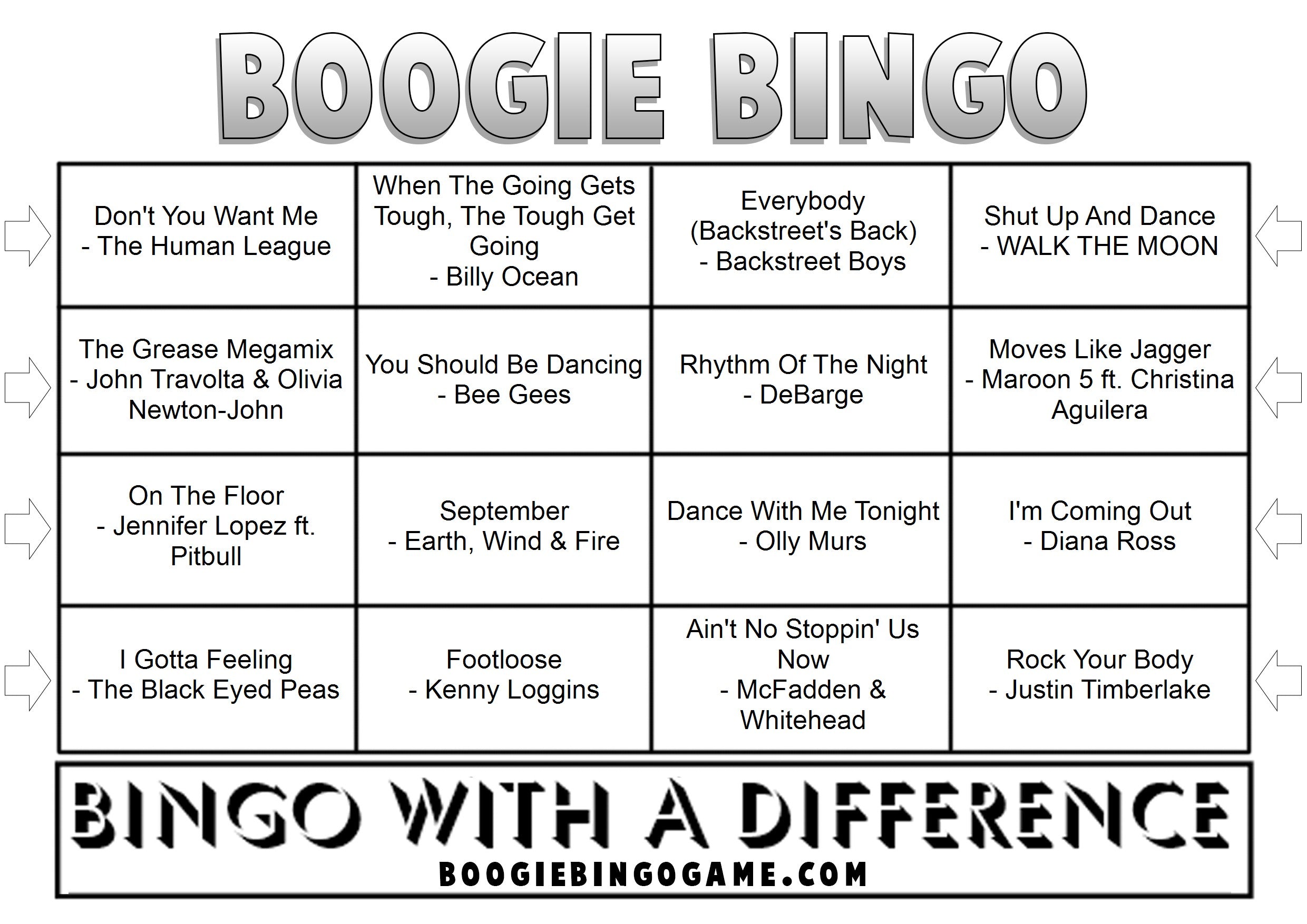 Office Party Classics Sample Music Bingo Ticket