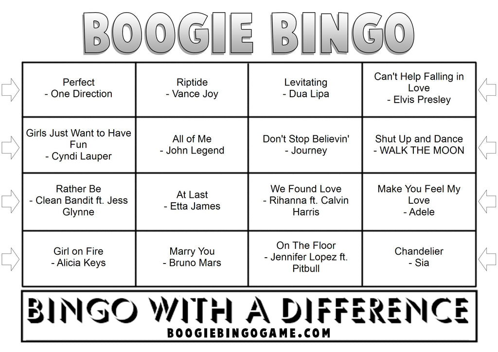 Hen Party Special music bingo game with printable tickets featuring Single Ladies and Girls Just Want to Have Fun