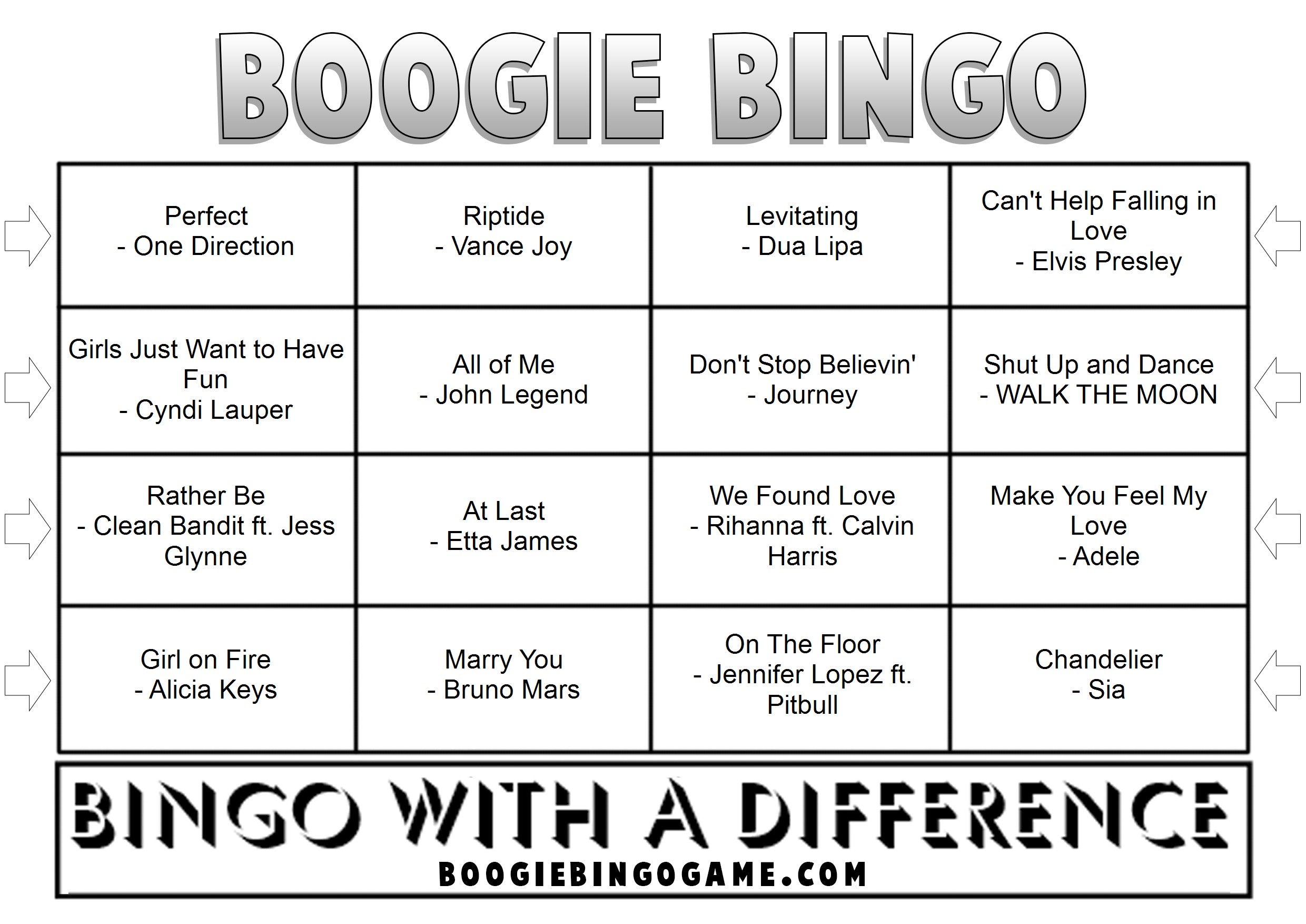 Hen Party Special music bingo game with printable tickets featuring Single Ladies and Girls Just Want to Have Fun