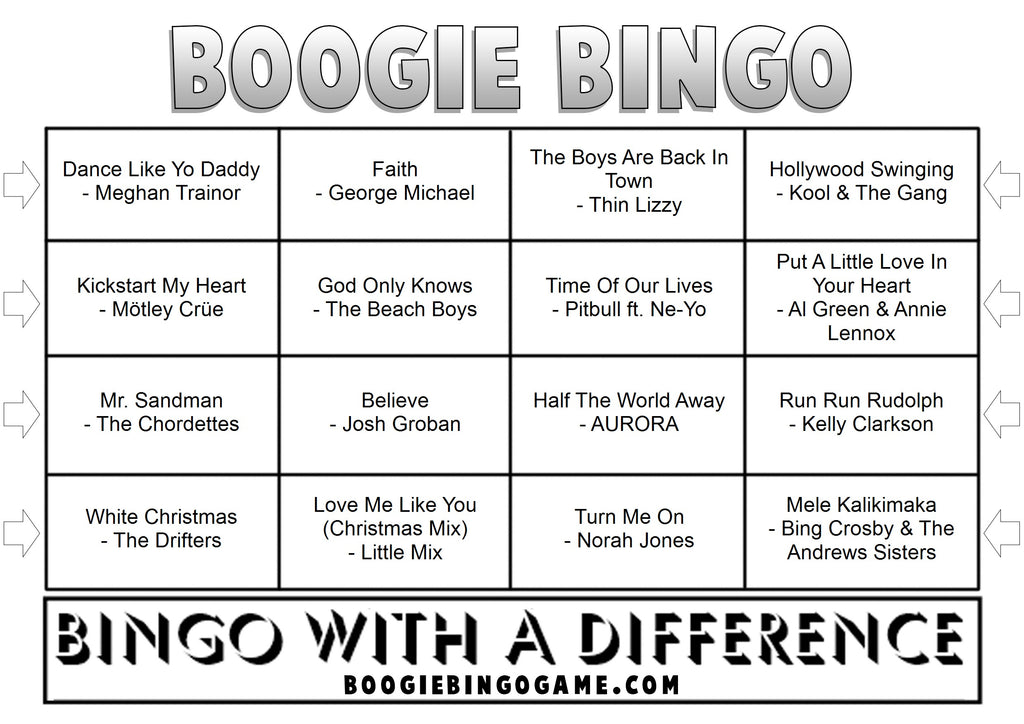 Christmas Movies And TV Sample Music Bingo Ticket