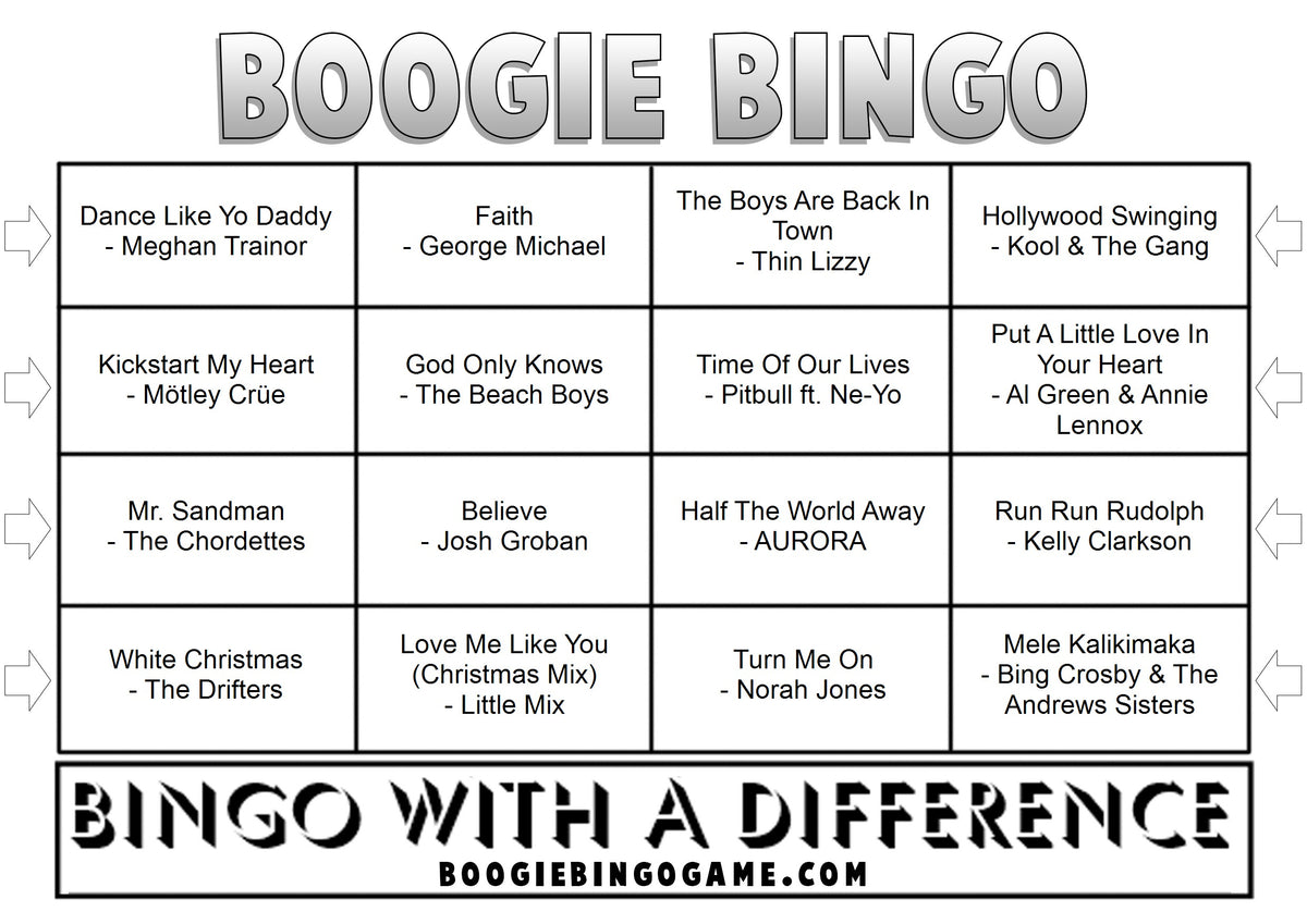 Christmas Movies And TV Sample Music Bingo Ticket