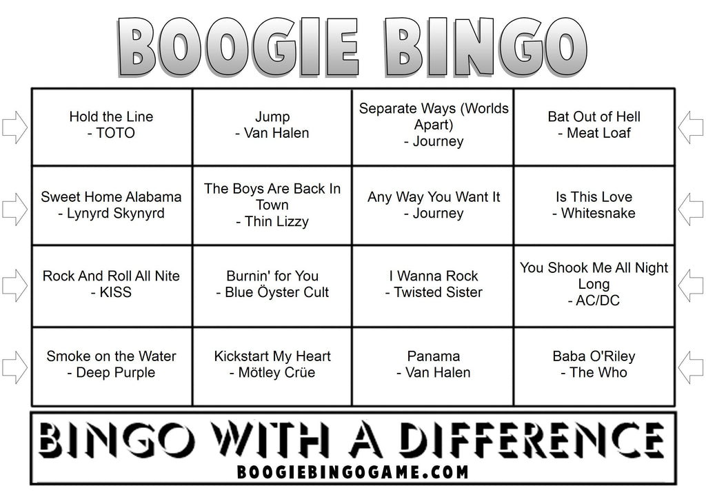 Game 121 | Rockin' All Over The World | Printable Music Bingo Tickets