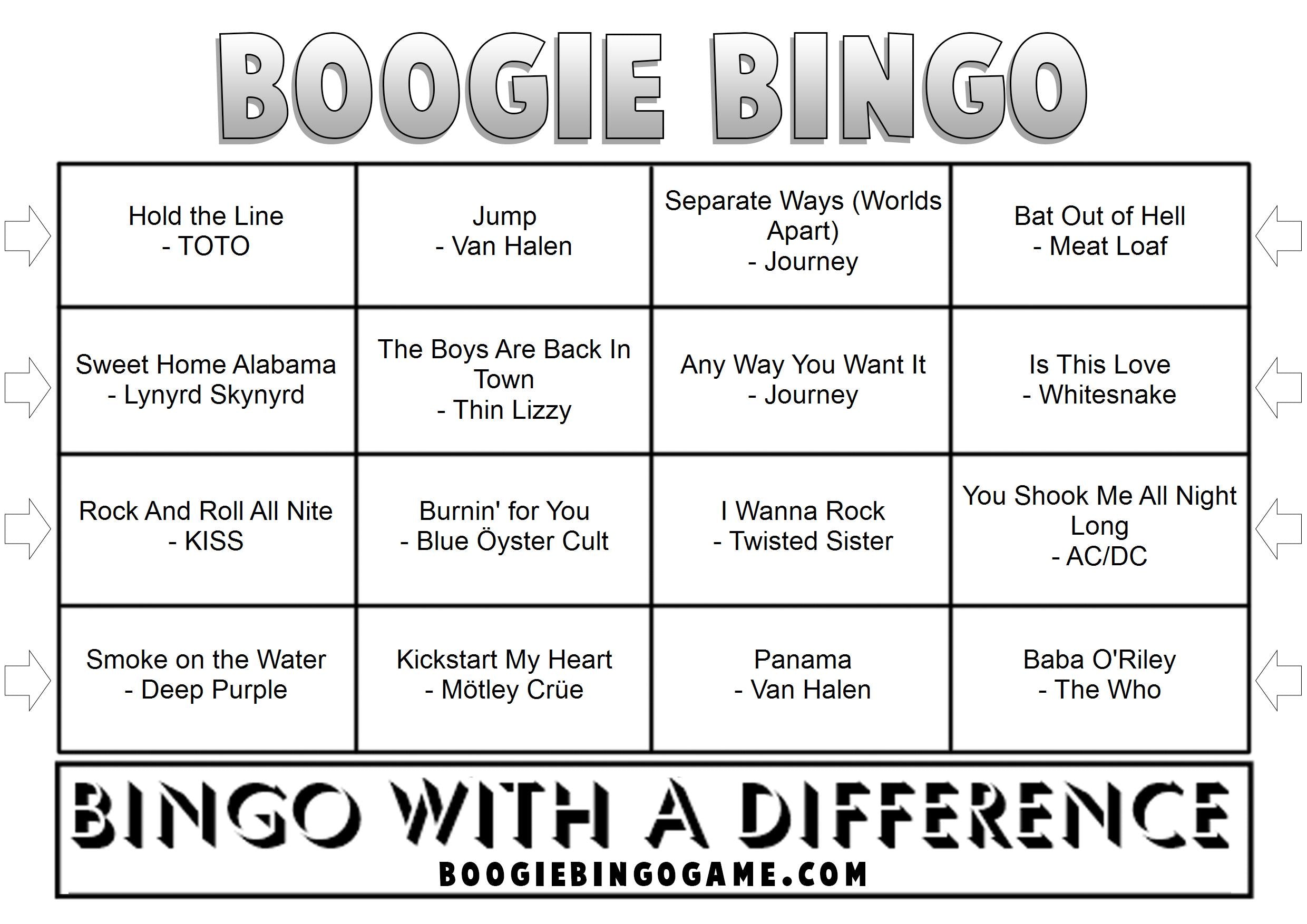 Game 121 | Rockin' All Over The World | Printable Music Bingo Tickets
