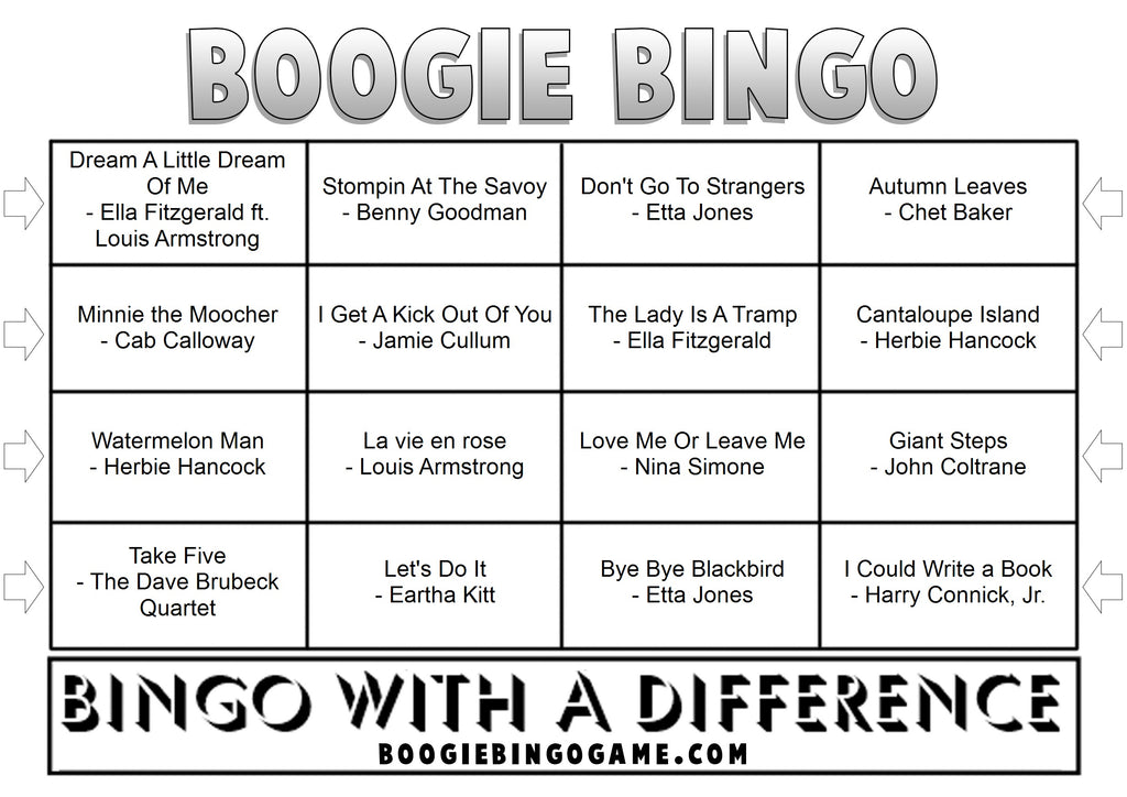 Game 131 | Jazz Classics | Boogie Bingo | Printable Music Bingo Tickets