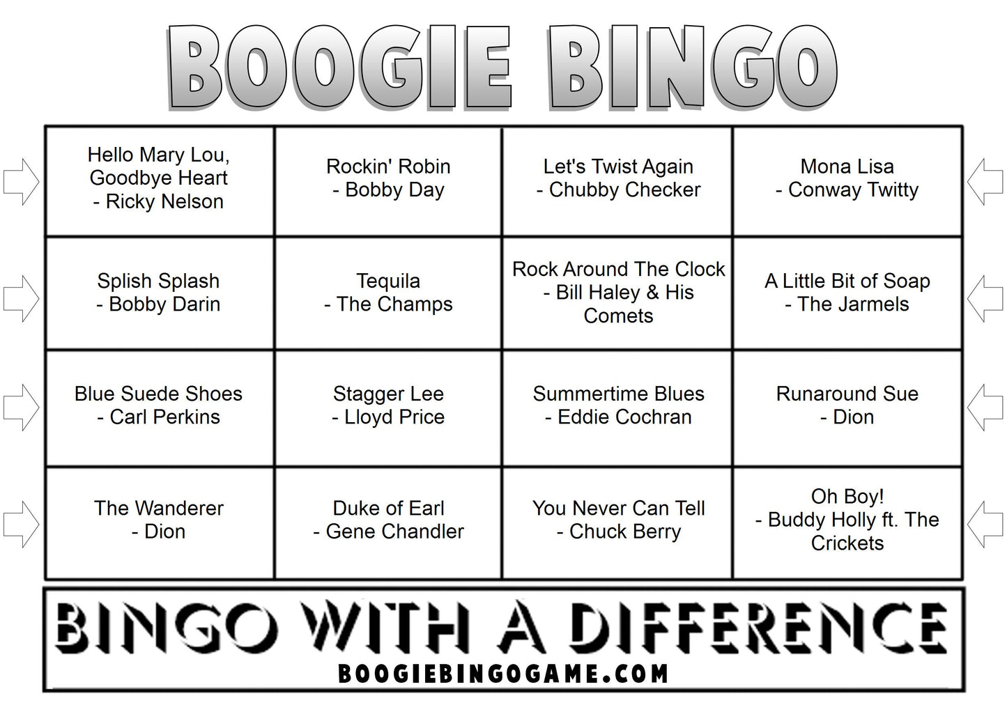 Game 120 | Rock And Roll Bingo | Rock & Roll Music Bingo | Printable Music Bingo Tickets