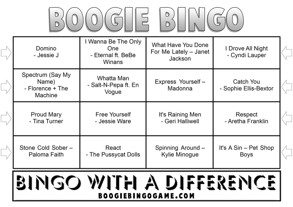 Saturday Night Diva Sample Music Bingo Tcket