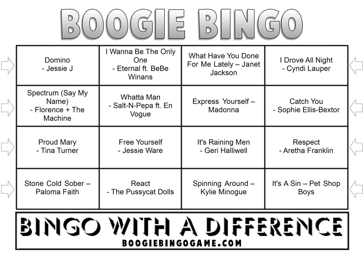 Saturday Night Diva Sample Music Bingo Tcket