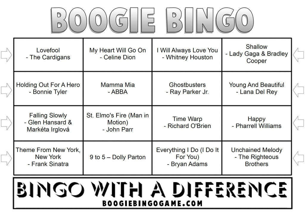 Ultimate Blockbuster Soundtracks Sample Music Bingo Ticket