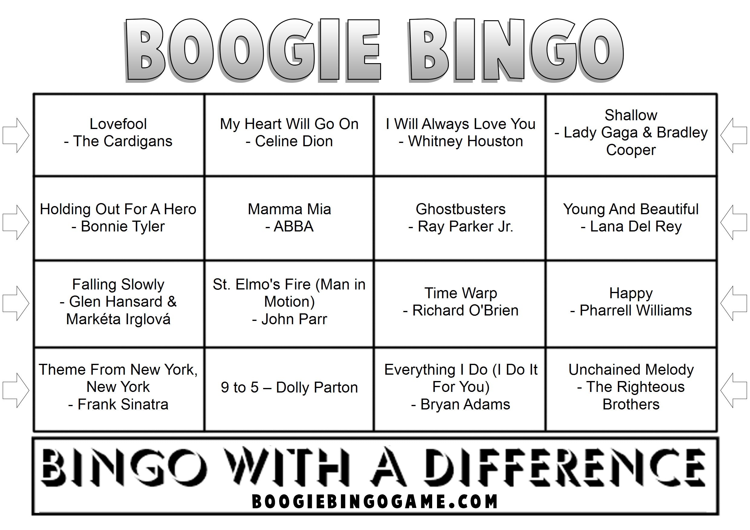 Ultimate Blockbuster Soundtracks Sample Music Bingo Ticket